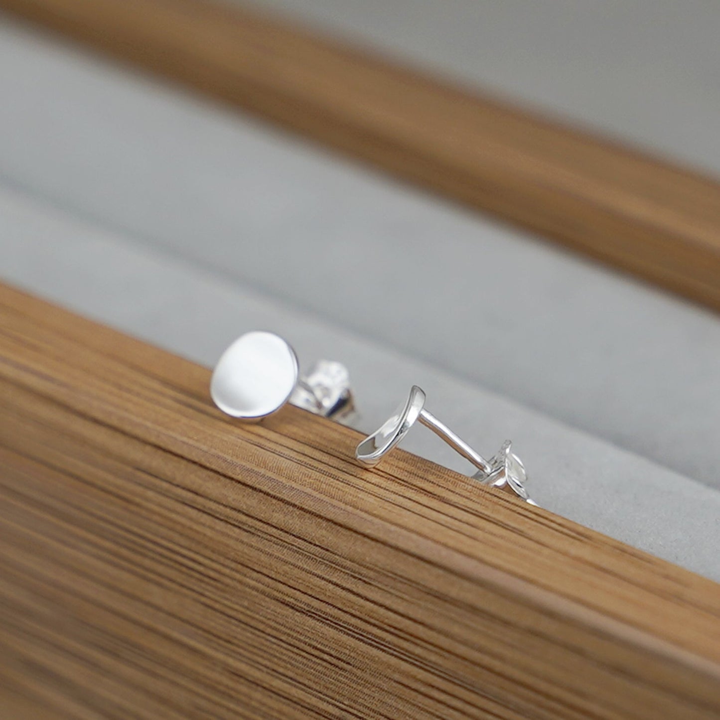 Sterling Silver 6mm Bent Dot Disc Circle Plain Shiny Round Stud Earrings - sugarkittenlondon