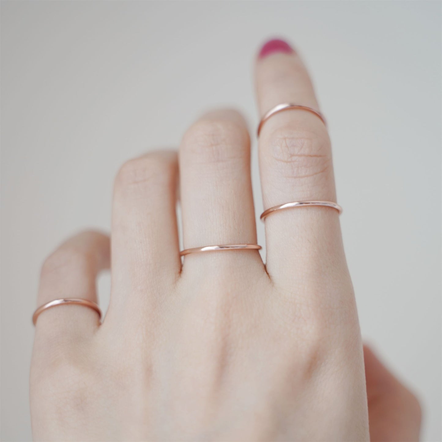 1.2mm Rose Gold on Sterling Silver Skinny Round Band Stacking Ring F - R - sugarkittenlondon