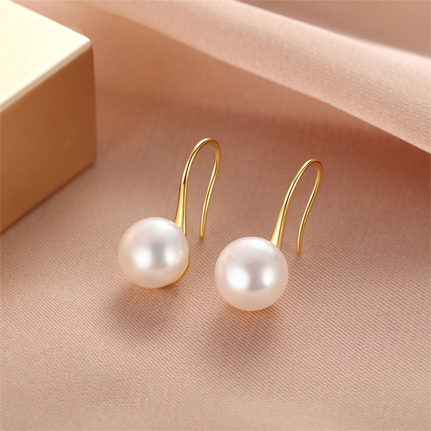 Freshwater Pearl Earrings in Sterling Silver with Near-Round 8mm-10mm Pearls
