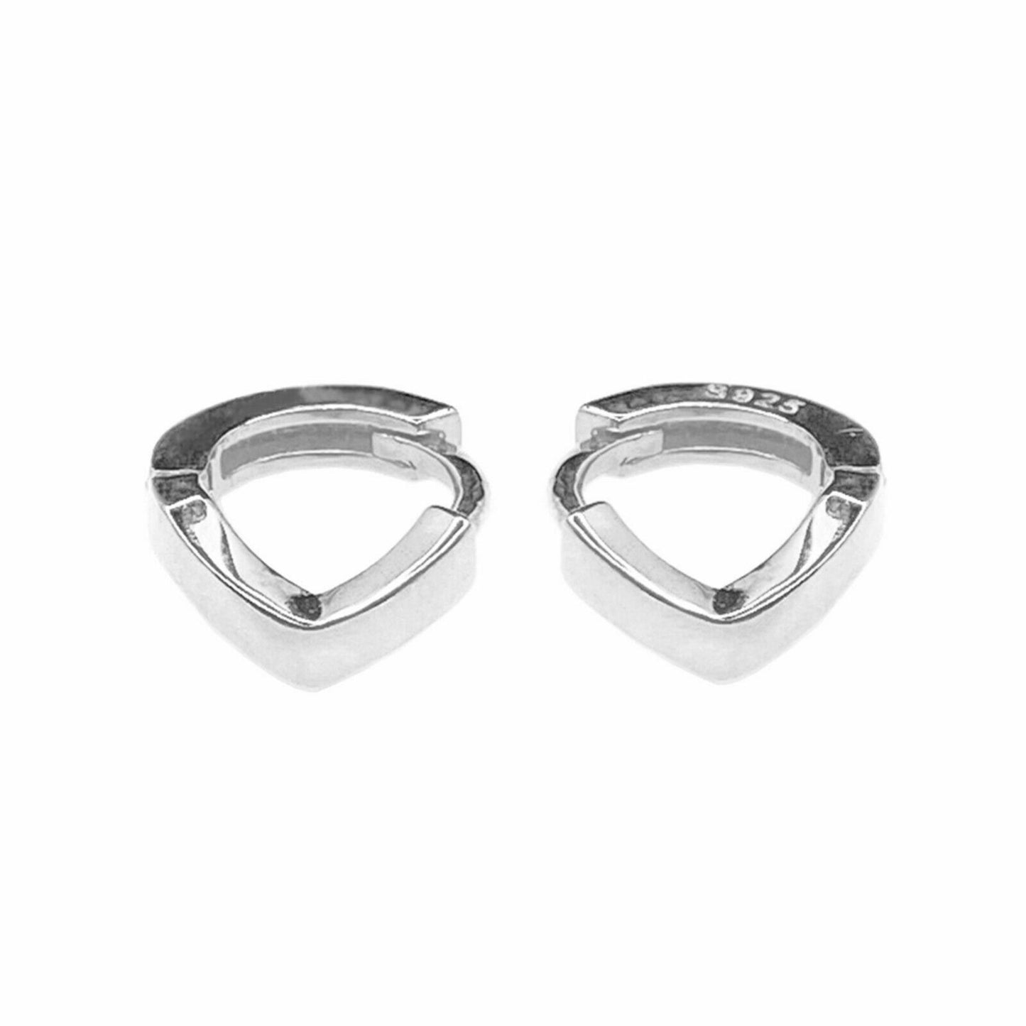 6mm-8mm Sterling Silver Wishbone CZ Huggie Lobe Earrings with Plain Bead Edge