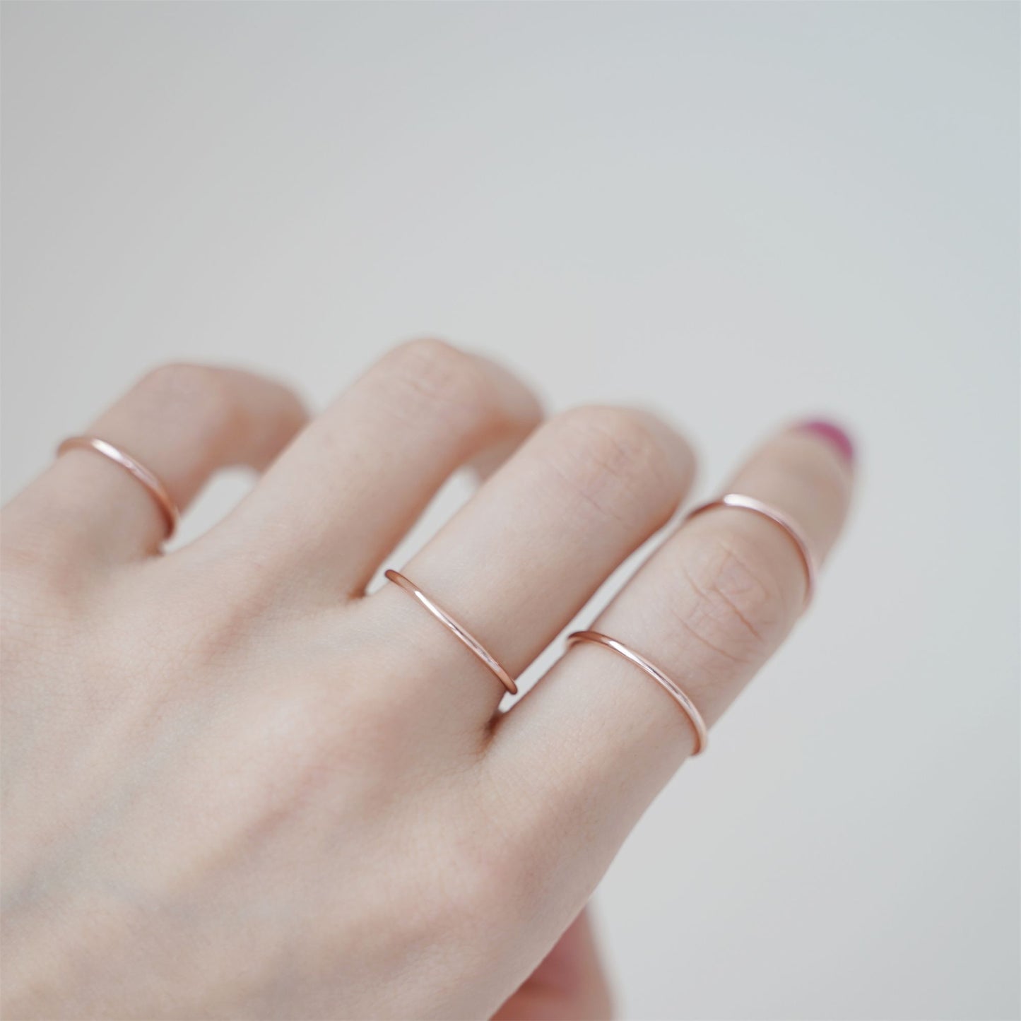 1.2mm Rose Gold on Sterling Silver Skinny Round Band Stacking Ring F - R - sugarkittenlondon