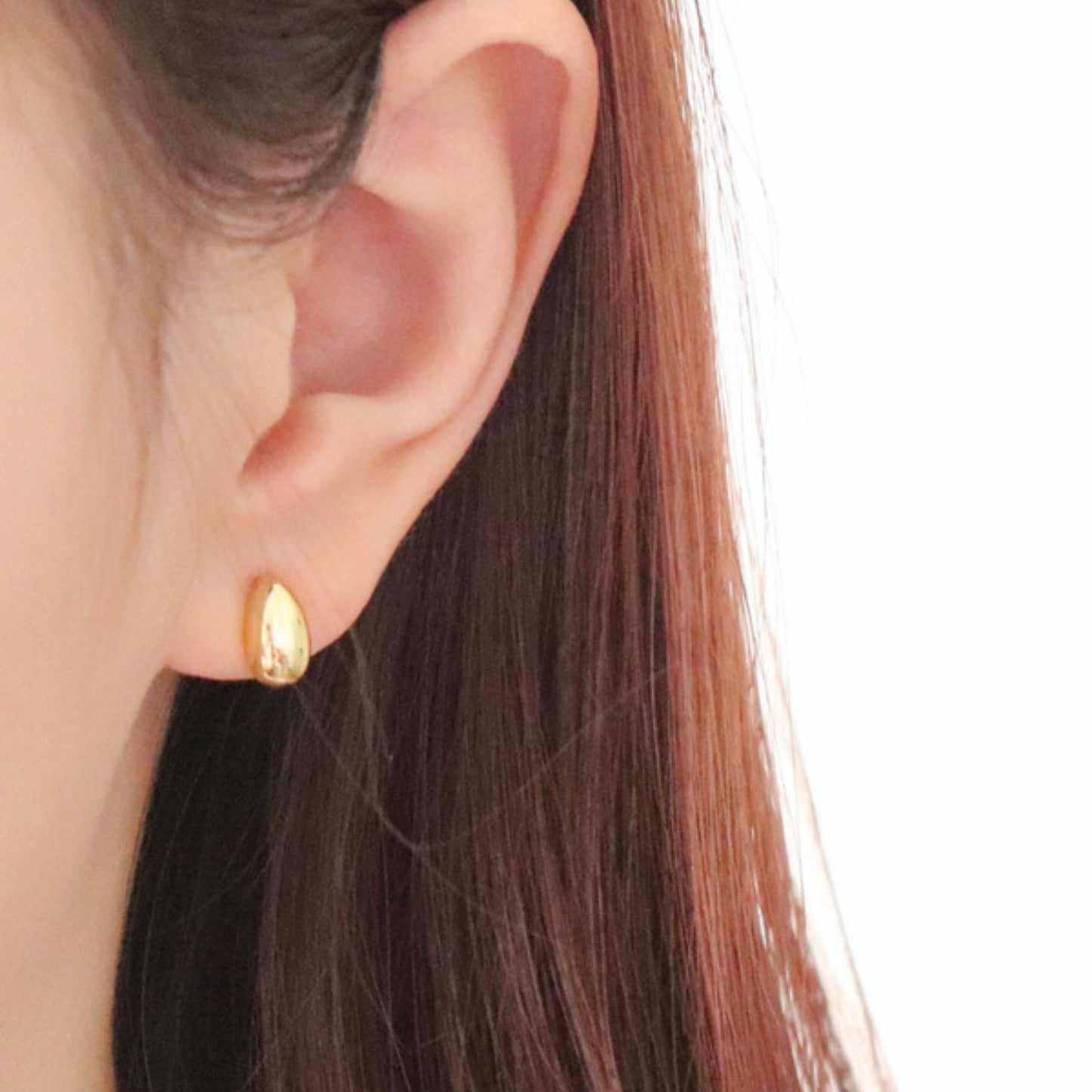 Sterling Silver Shiny Dome Waterdrop Pear Teardrop Stud Earrings - 2 Tones