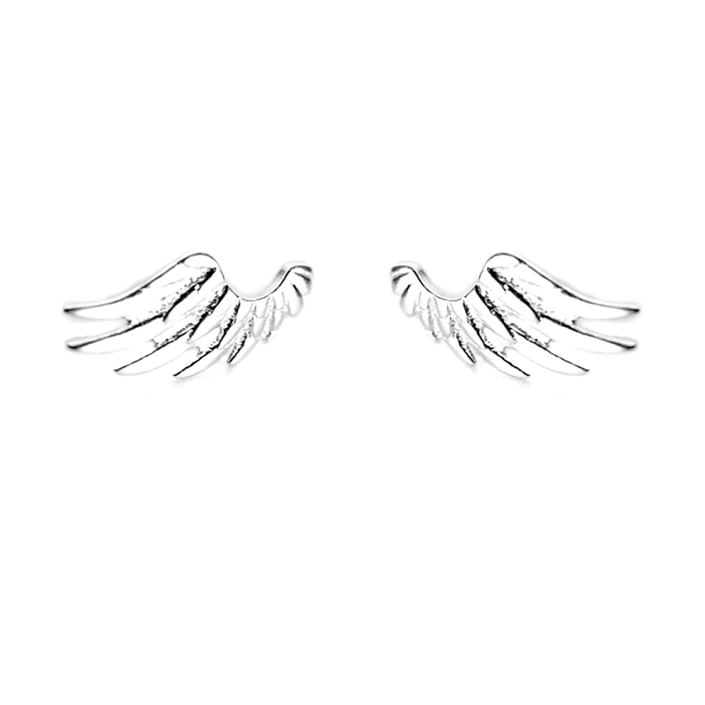Sterling Silver Guardian Angel Wing Textured Feather Stud Earrings - sugarkittenlondon