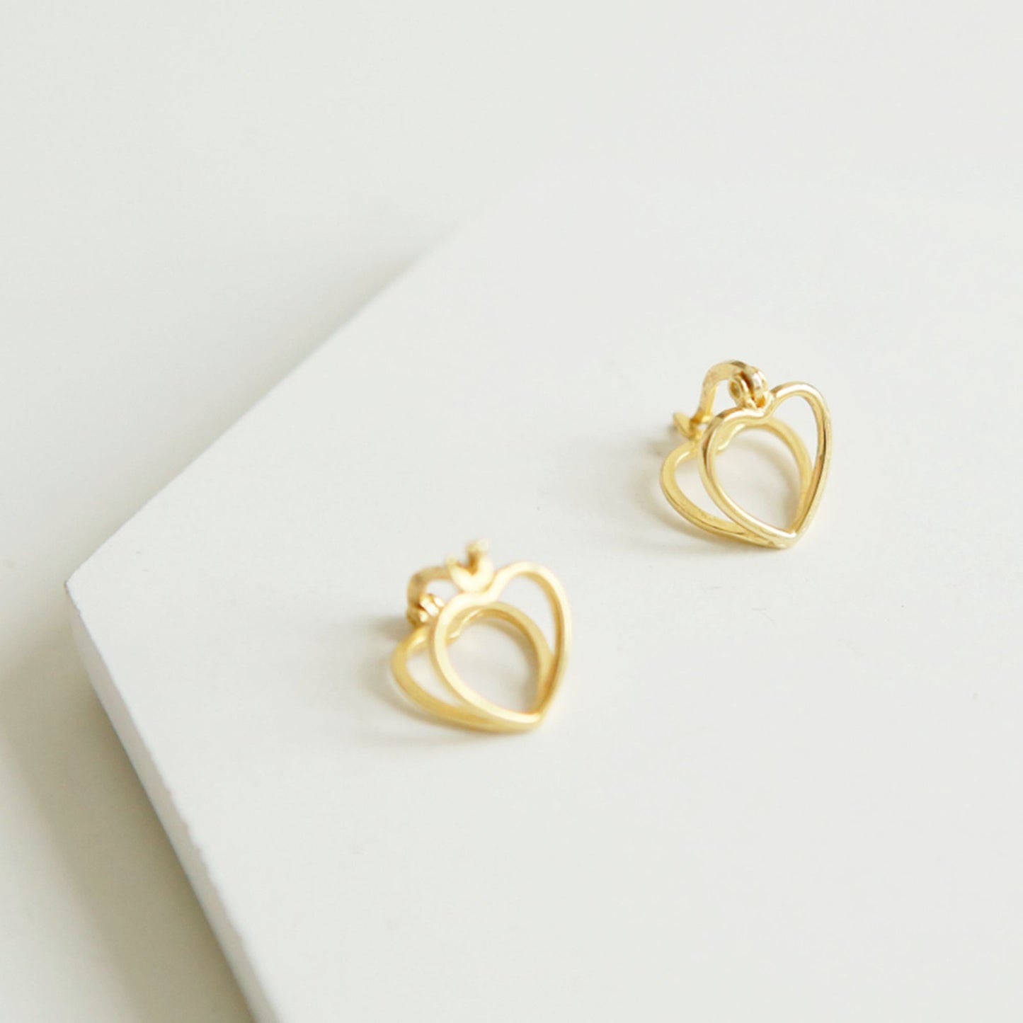 18K Gold Plated Sterling Silver Love Heart Creole Hoop Jacket Earrings