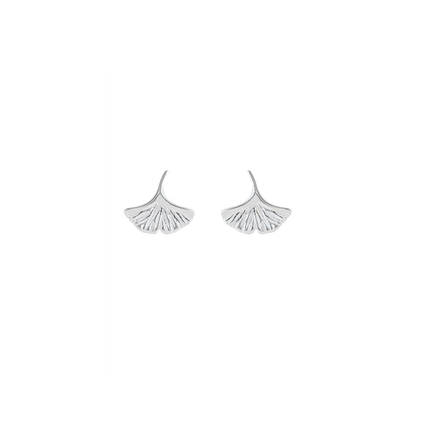 Fine Silver 999 Ginkgo Leaf Stud Earrings - sugarkittenlondon