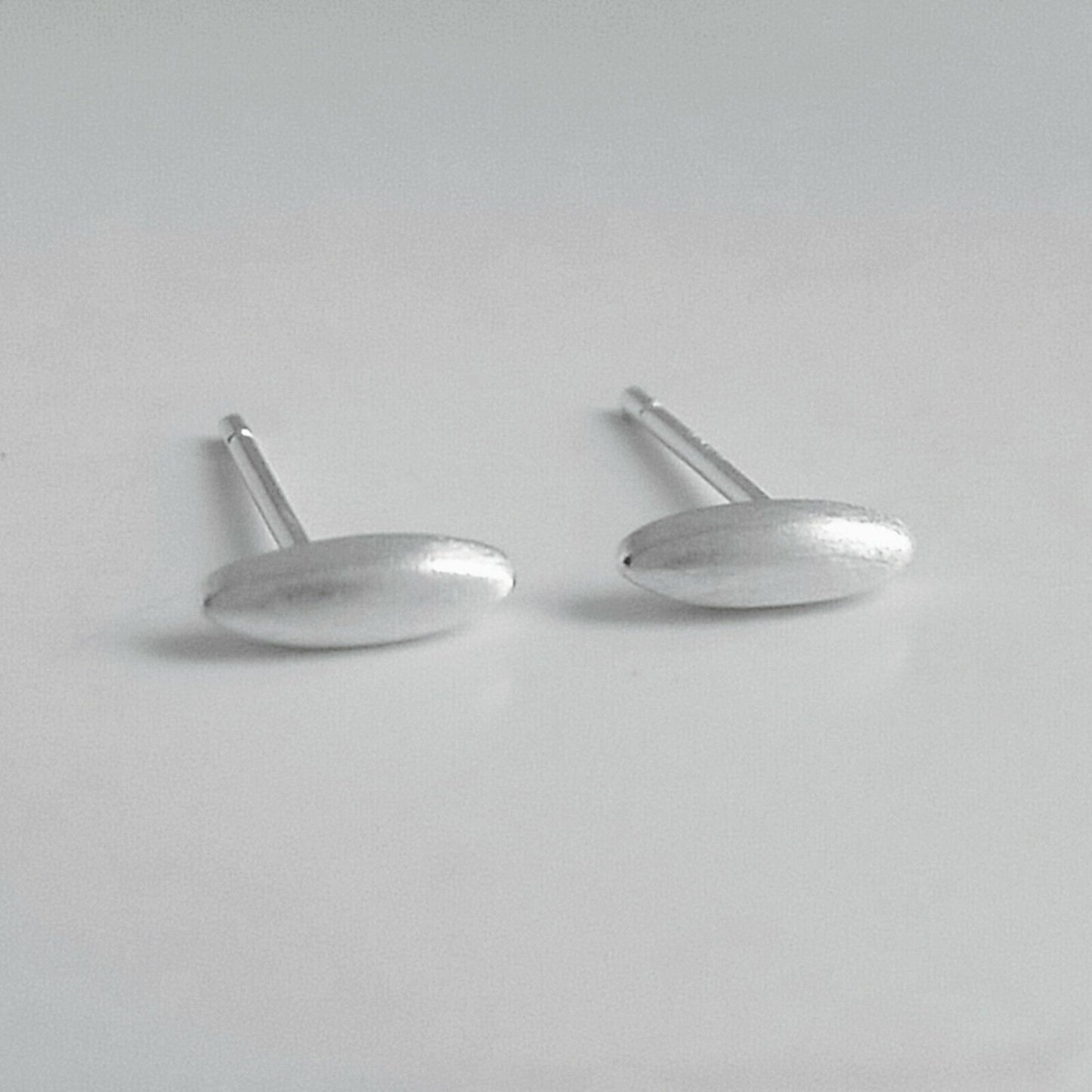 Sterling Silver Mini Brushed Rice Oval Dot Teardrop Stud Earrings - sugarkittenlondon