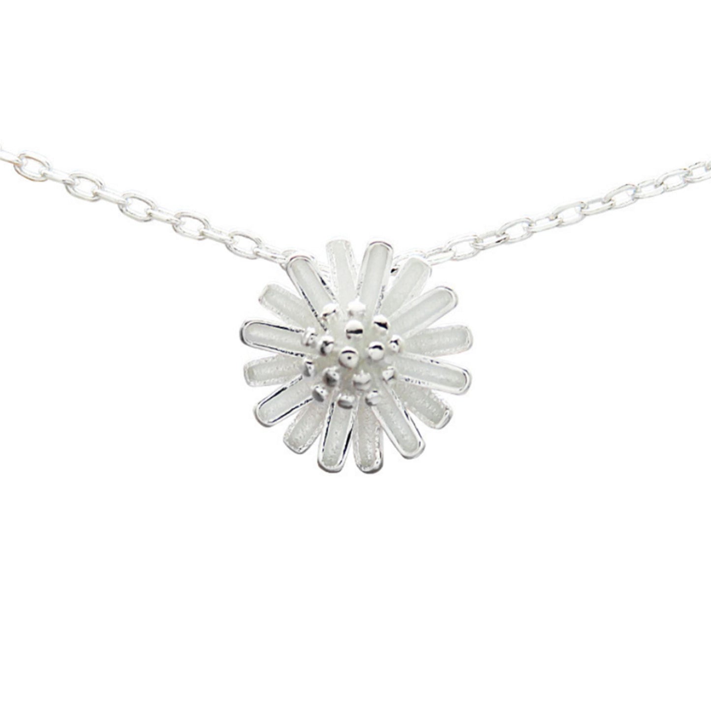 Sterling Silver 11mm Daisy Flower Blossom Pendant Lobster Clasp Necklace 2 Tones - sugarkittenlondon