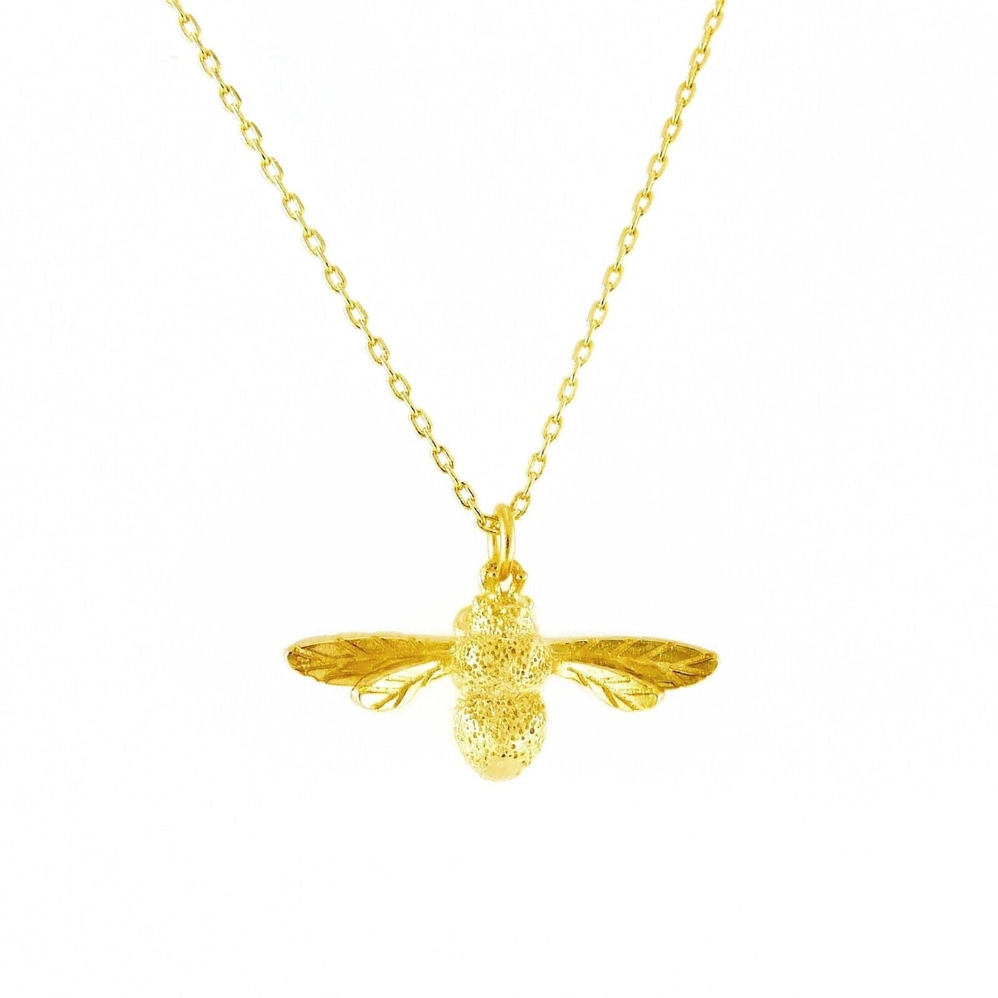 Sterling Silver Honey Bee Queen Bee Insect Pendant Necklace 3 Tones - sugarkittenlondon