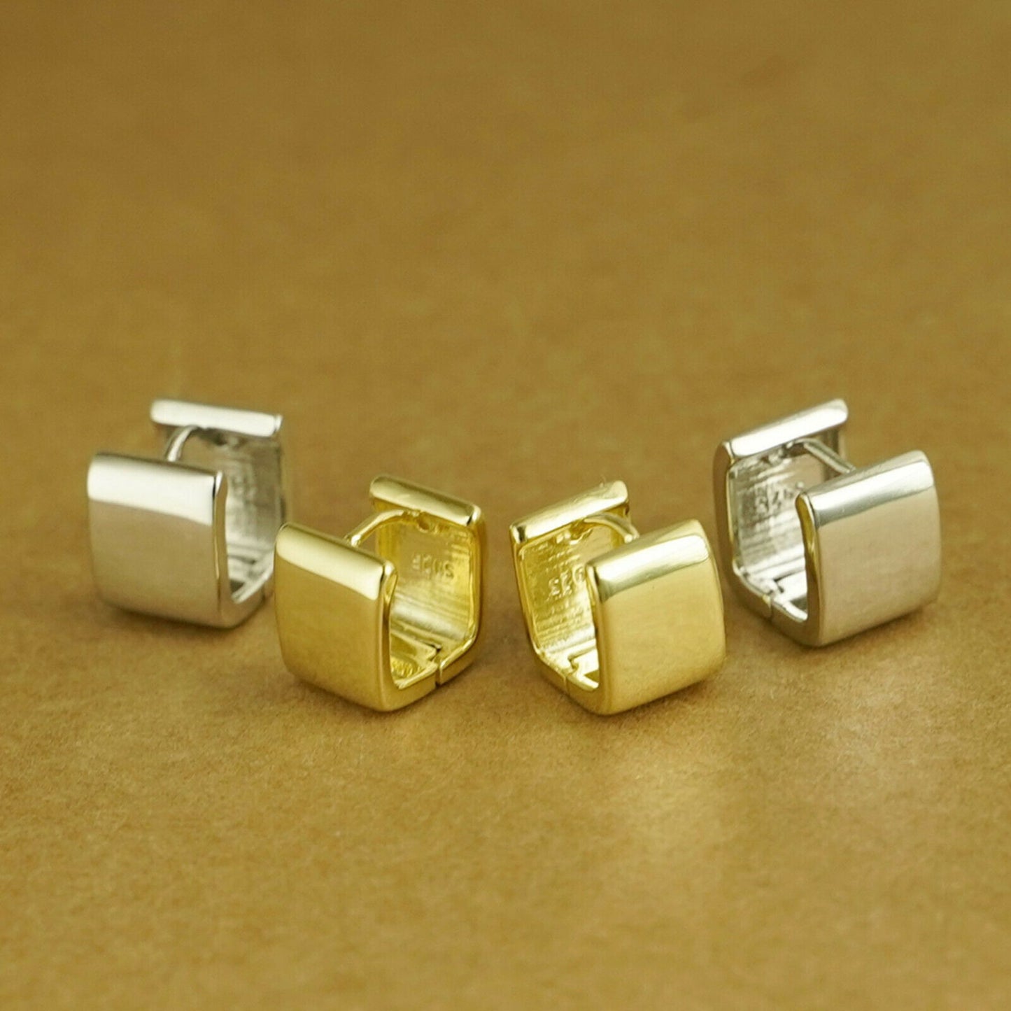 925 Sterling Silver Square Hoop Earrings with Rhodium Finish