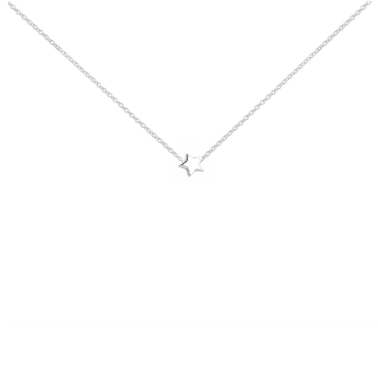Sterling Silver Mini 4.5mm 3D Star Pendant Charm Belcher Chain Necklace 16-18'' - sugarkittenlondon