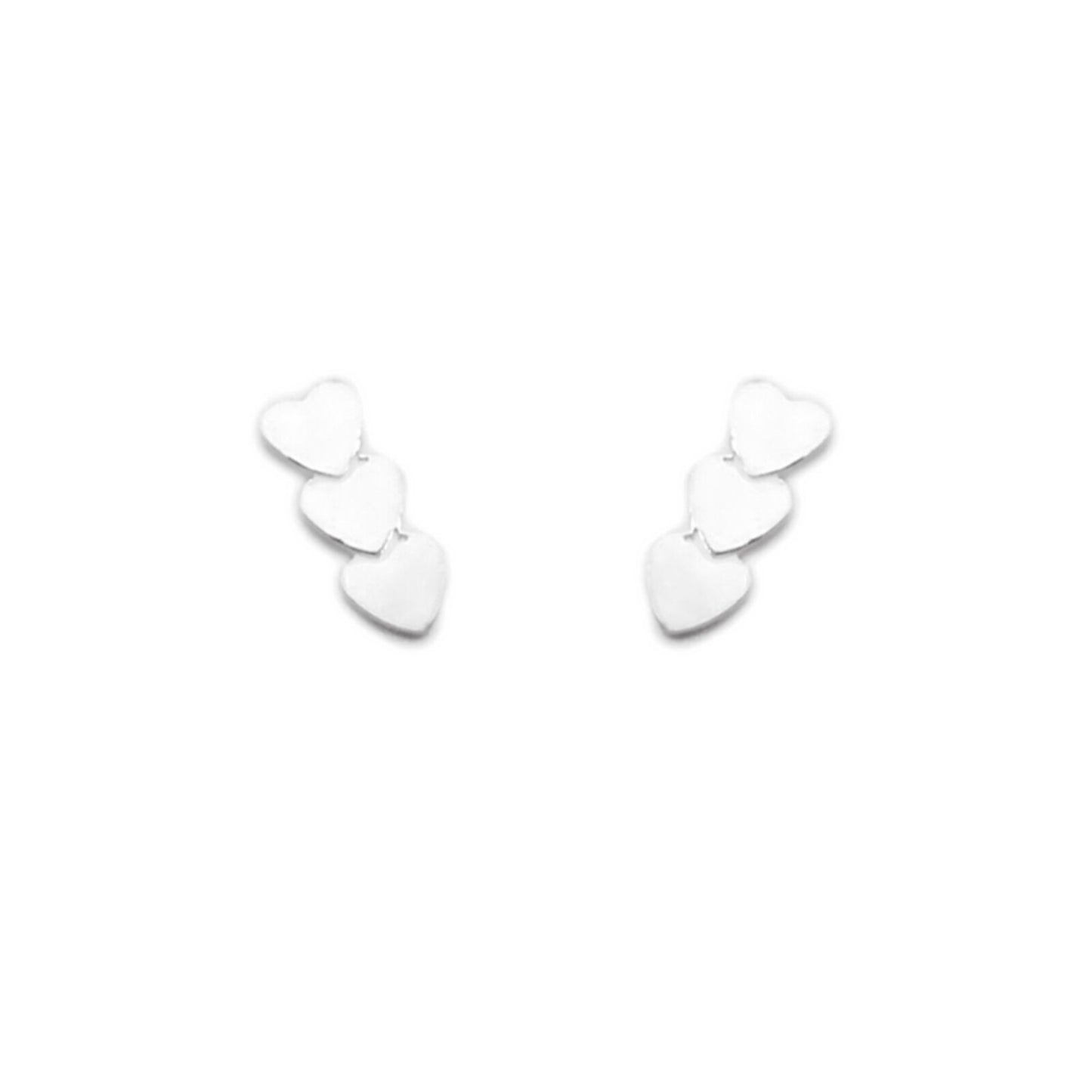Sterling Silver Tiny Triple Love Hearts Post Stud Earrings - sugarkittenlondon