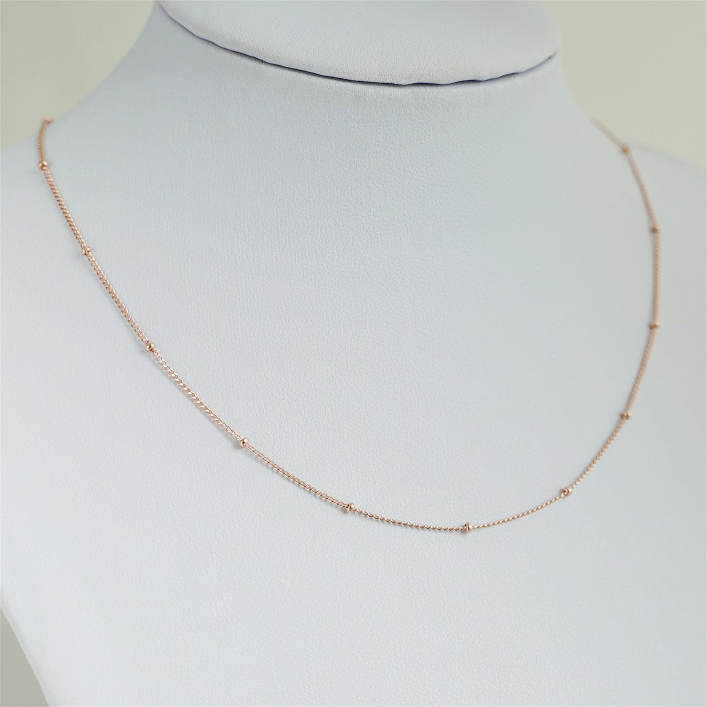 Sterling Silver 1mm Flat Beaded Satellite Choker Belcher Curb Trace Chain Necklace 3 Tones - sugarkittenlondon