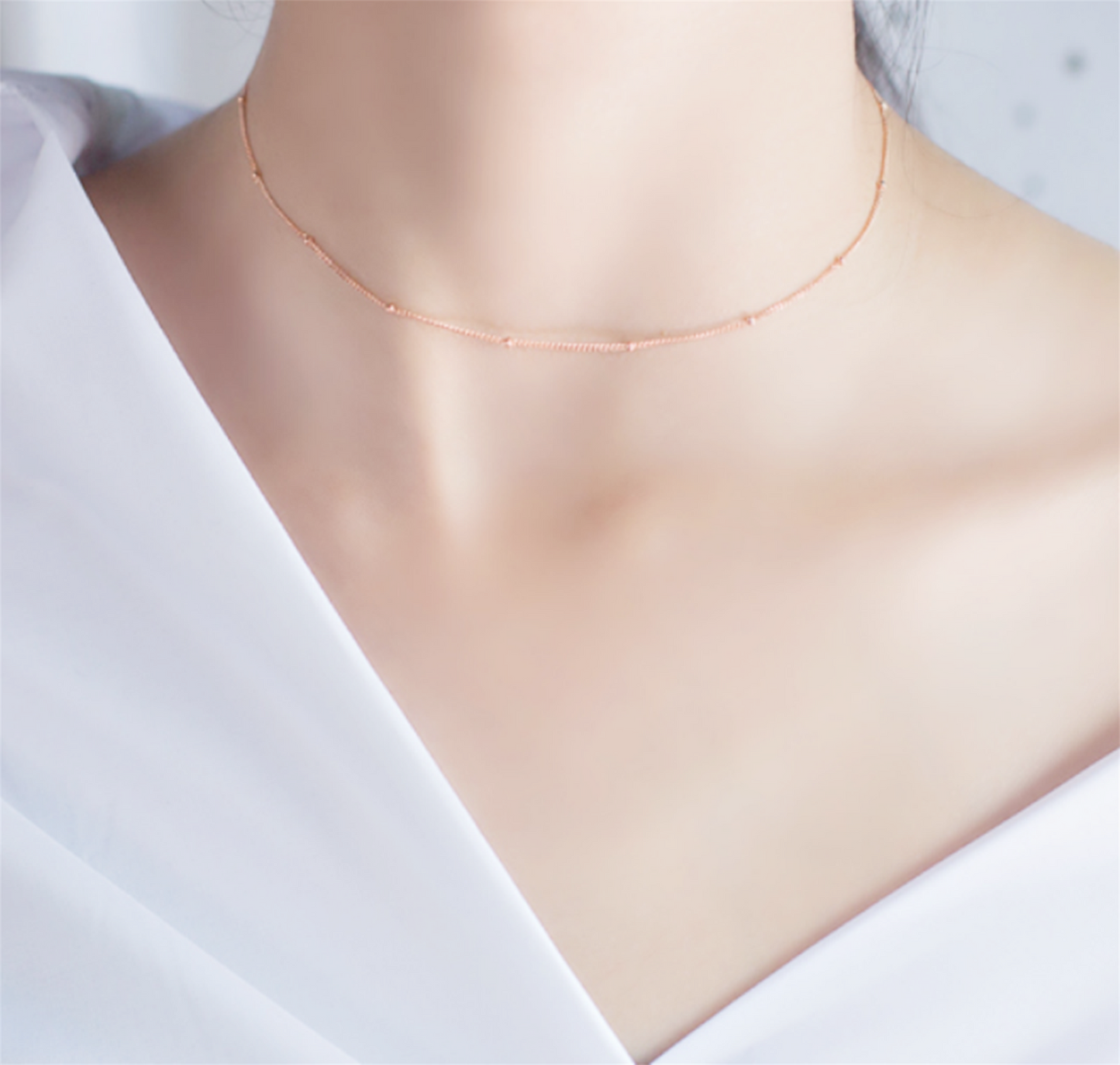 Sterling Silver 1mm Flat Beaded Satellite Choker Belcher Curb Trace Chain Necklace 3 Tones - sugarkittenlondon
