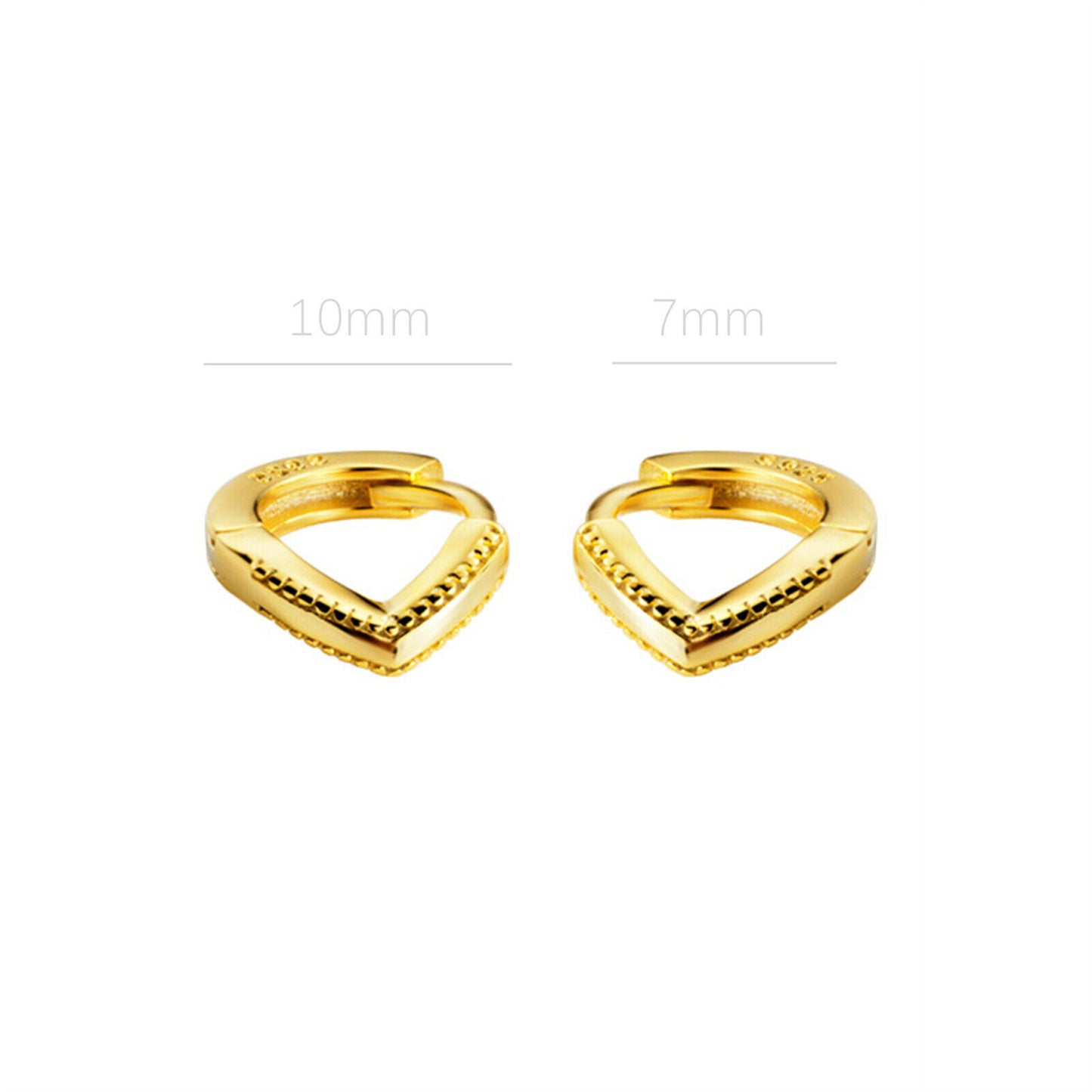 6mm-8mm Sterling Silver Wishbone CZ Huggie Lobe Earrings with Plain Bead Edge