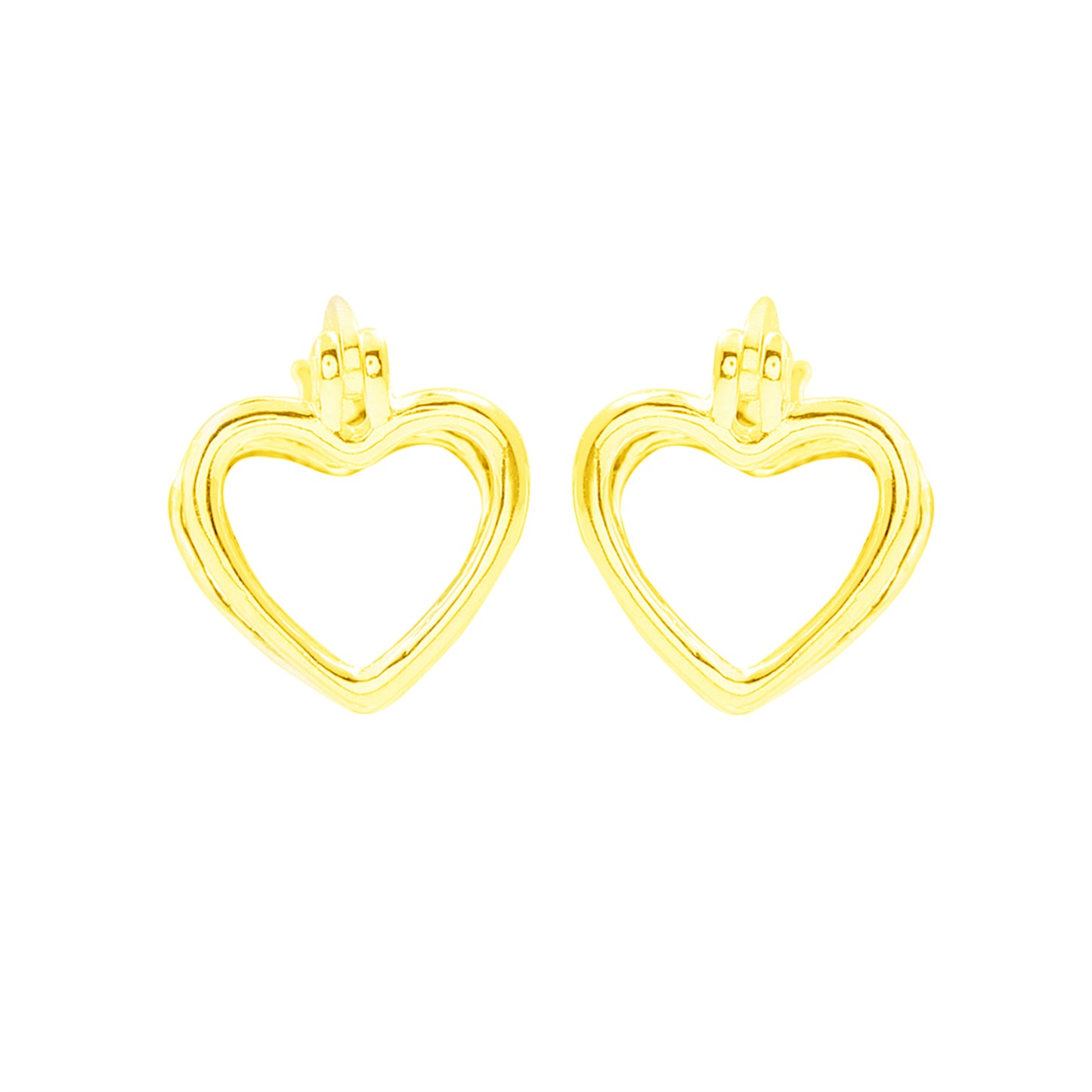18K Gold Plated Sterling Silver Love Heart Creole Hoop Jacket Earrings