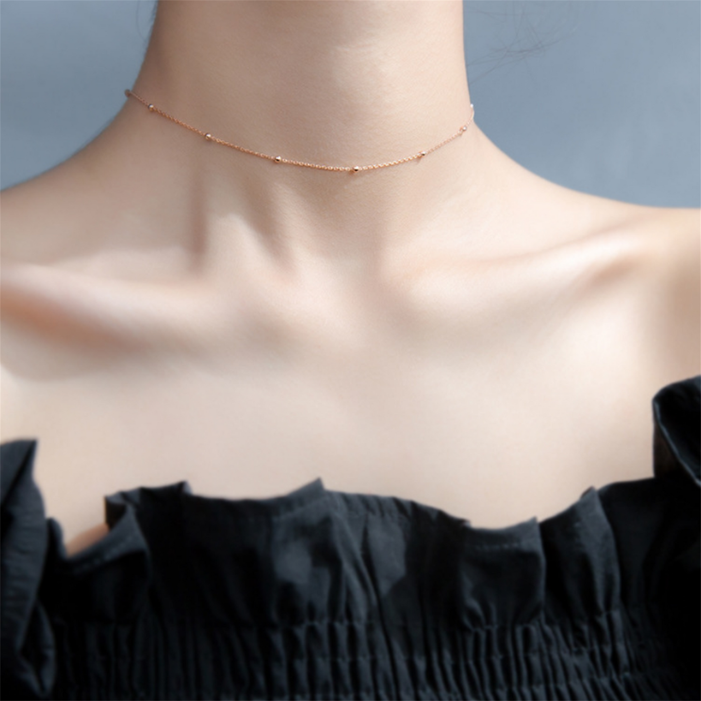 Sterling Silver 2mm Bobble Balls Bead Circle Round Choker Necklace 3 Tones - sugarkittenlondon
