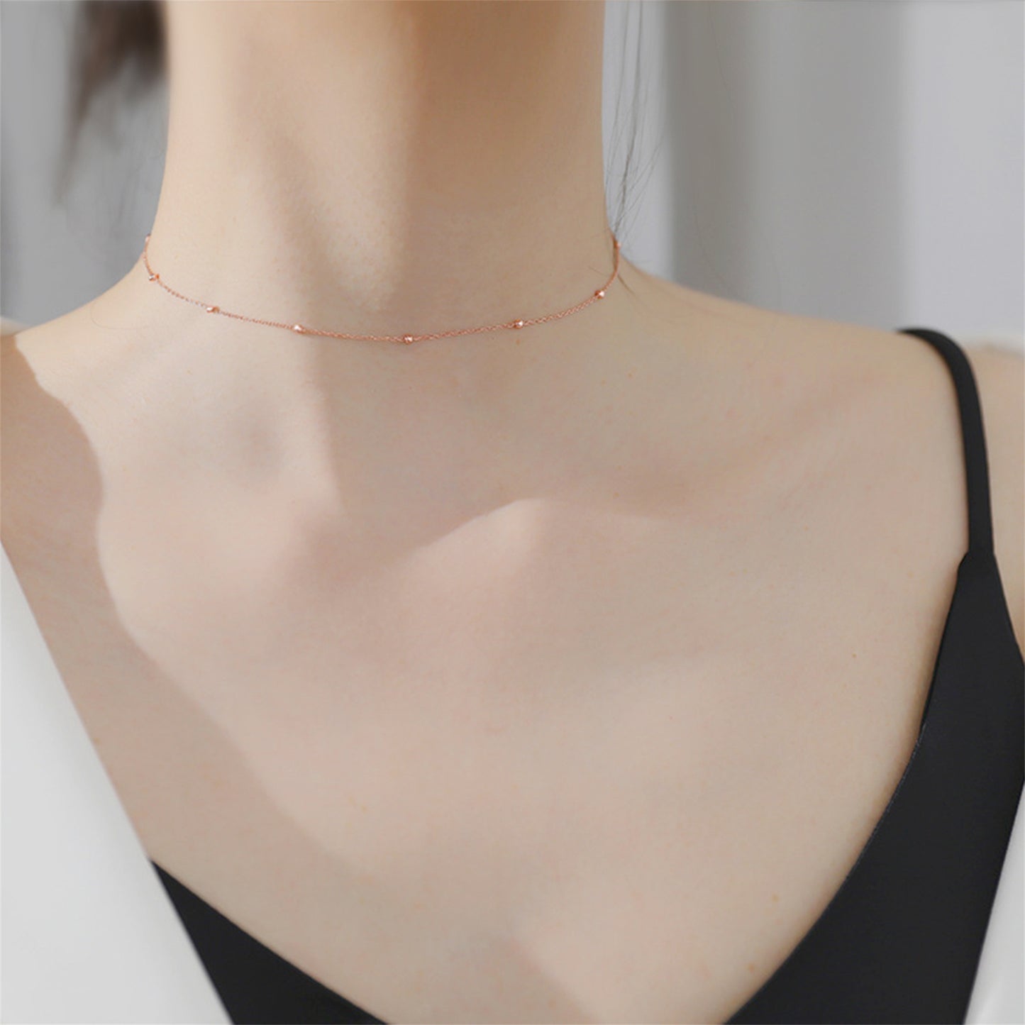 Sterling Silver 2mm Bobble Balls Bead Circle Round Choker Necklace 3 Tones - sugarkittenlondon