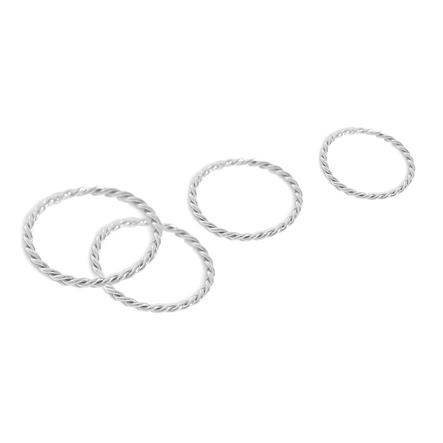 1.2 - 1.4mm Sterling Silver Simple Twisted Spiral Band Stacking Ring E1/2 - T - sugarkittenlondon