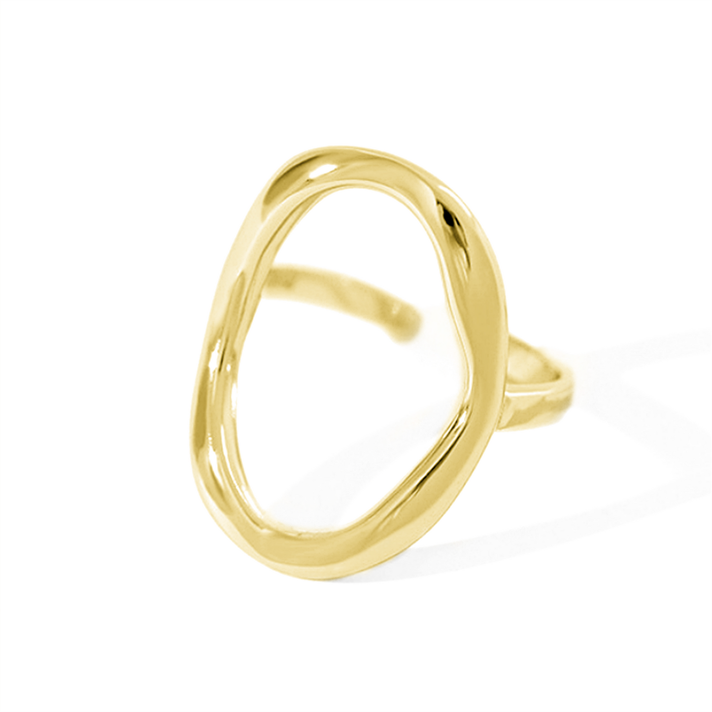 Gold on sterling silver rings chunky Shiny Bent oval shape cove ring - sugarkittenlondon