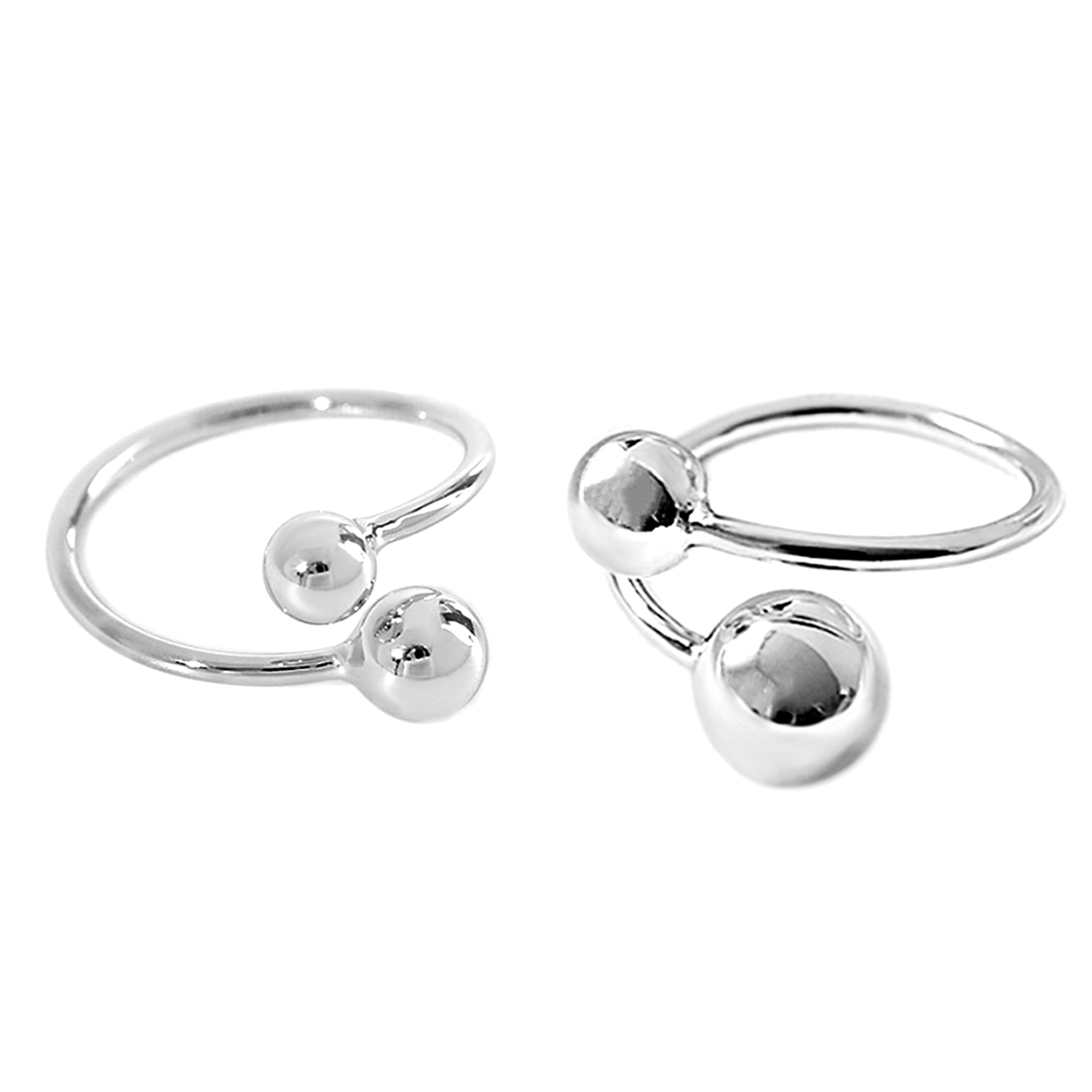 Sterling Silver Twist 5mm 6mm 8mm Ball Double Bead Wrap Ring Sizable UK L-P - sugarkittenlondon