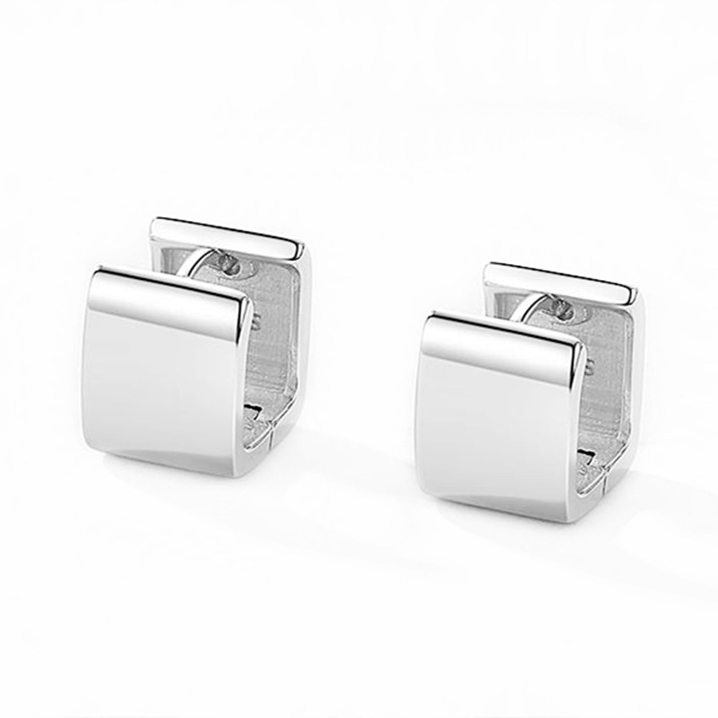 925 Sterling Silver Square Hoop Earrings with Rhodium Finish