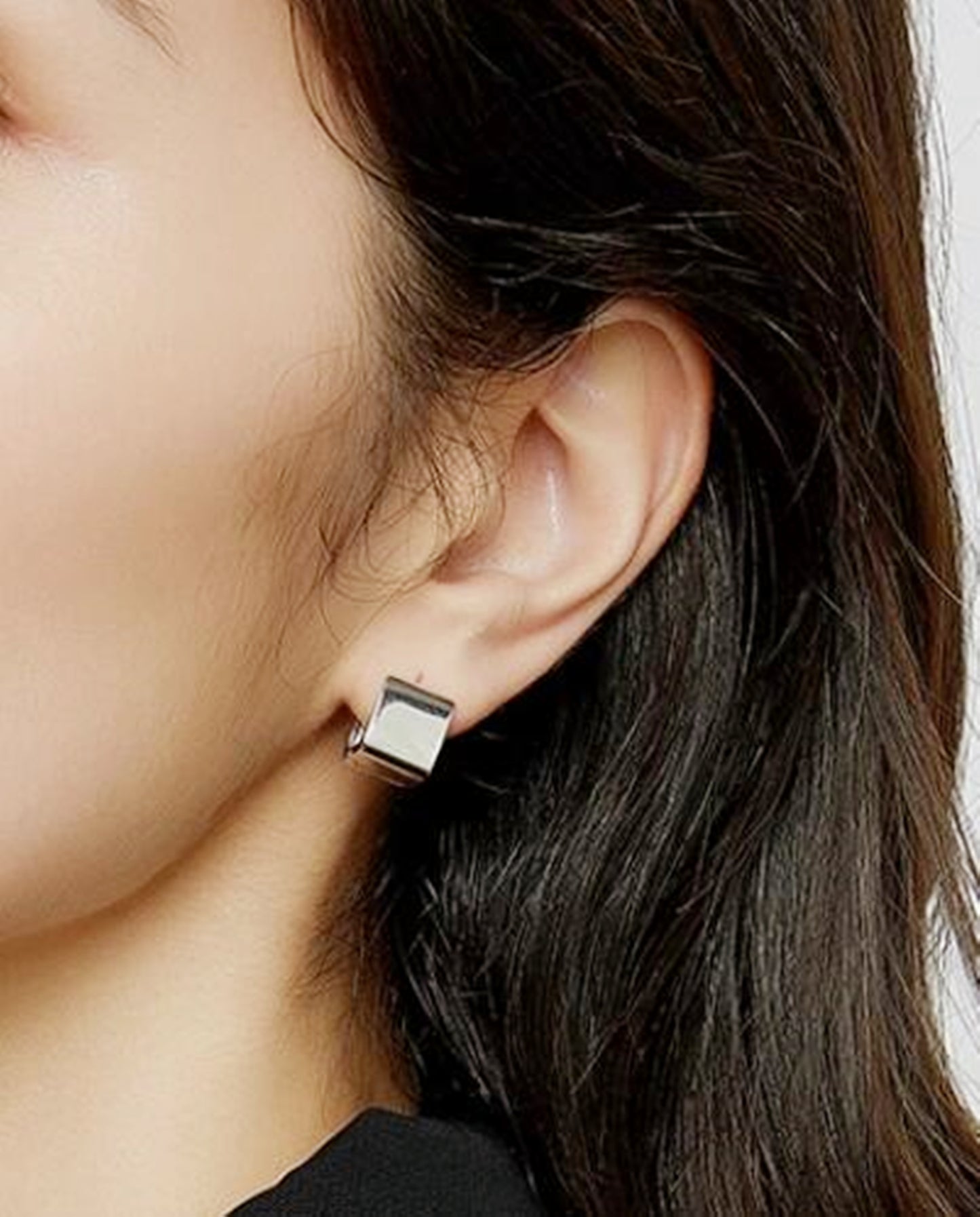 925 Sterling Silver Square Hoop Earrings with Rhodium Finish
