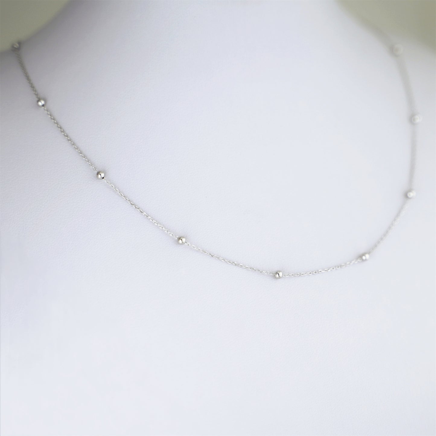 Sterling Silver 2mm Bobble Balls Bead Circle Round Choker Necklace 3 Tones - sugarkittenlondon