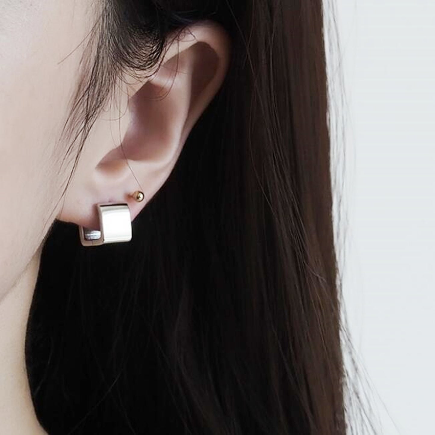 925 Sterling Silver Square Hoop Earrings with Rhodium Finish