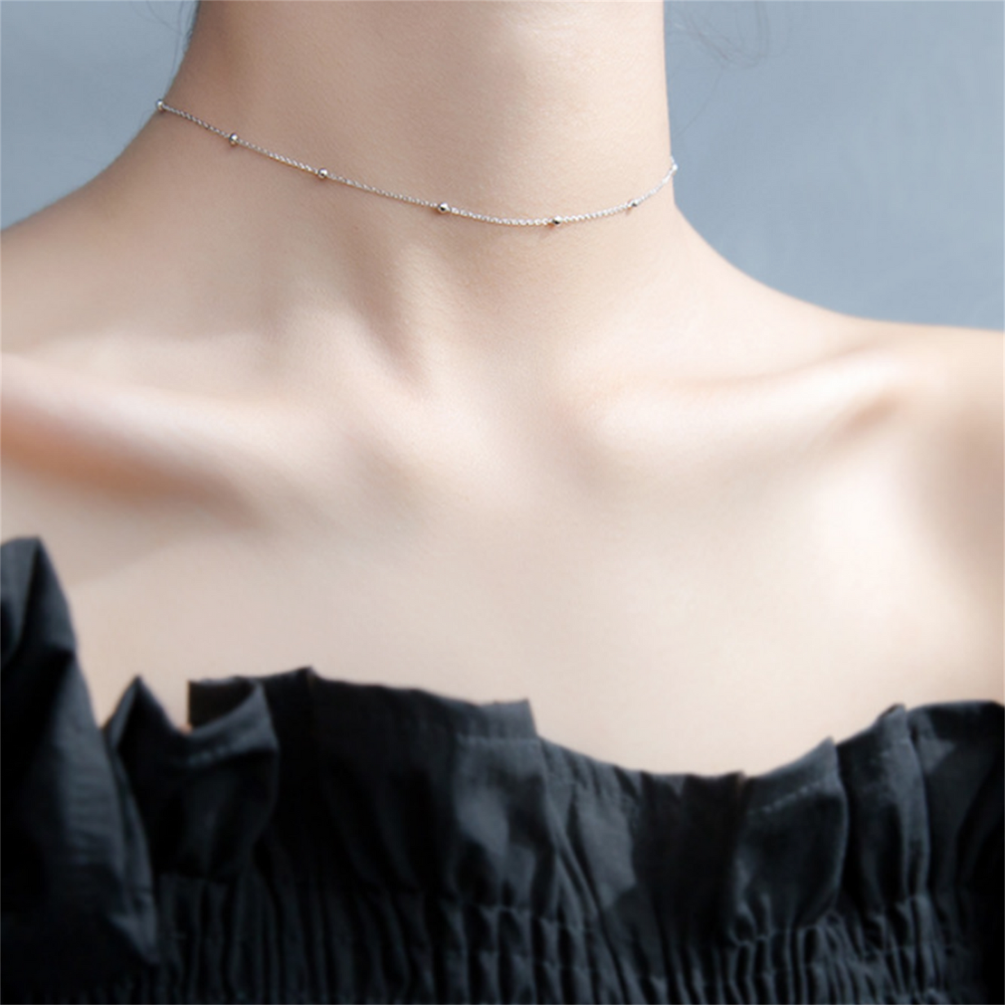 Sterling Silver 2mm Bobble Balls Bead Circle Round Choker Necklace 3 Tones - sugarkittenlondon