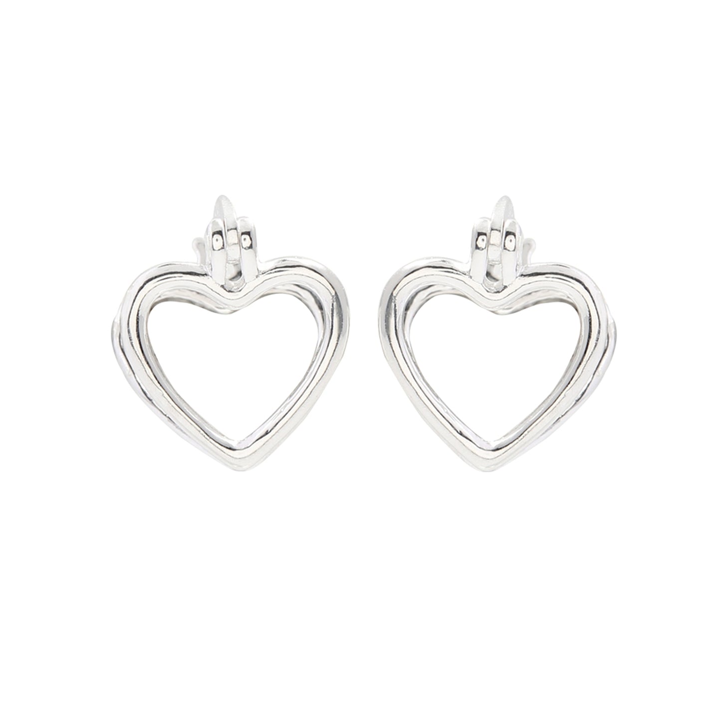 925 Sterling Silver Double Sided Love Heart Creole Huggie Jacket Earrings
