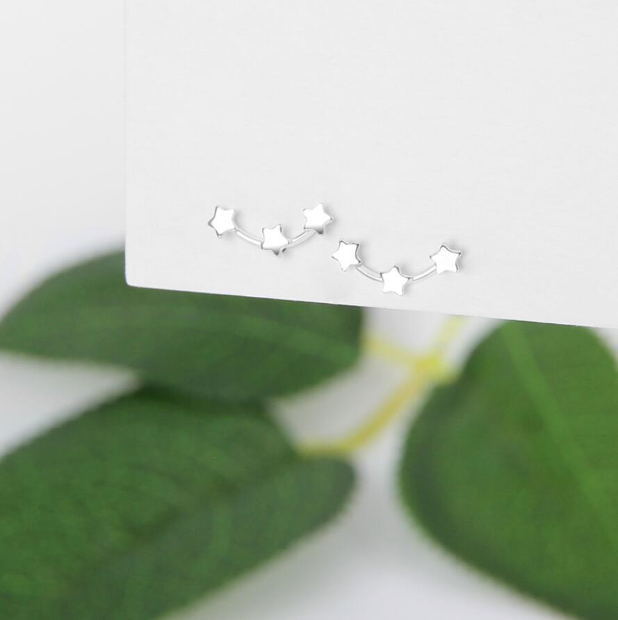 925 Sterling Silver Trinity Star Stud Earrings Tiny, Simple, and Elegant