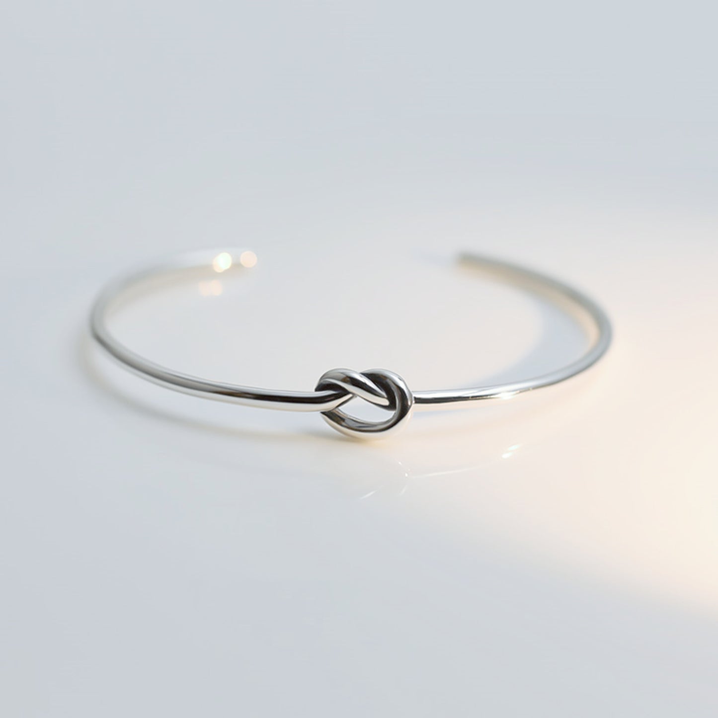 Sterling Silver Twisted Knot Heart Cuff Bangle Full Traditional UK Hallmark - sugarkittenlondon