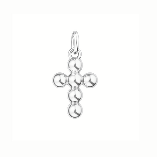 Sterling Silver Bubble Cross Half Balls Beads Charm Pendant