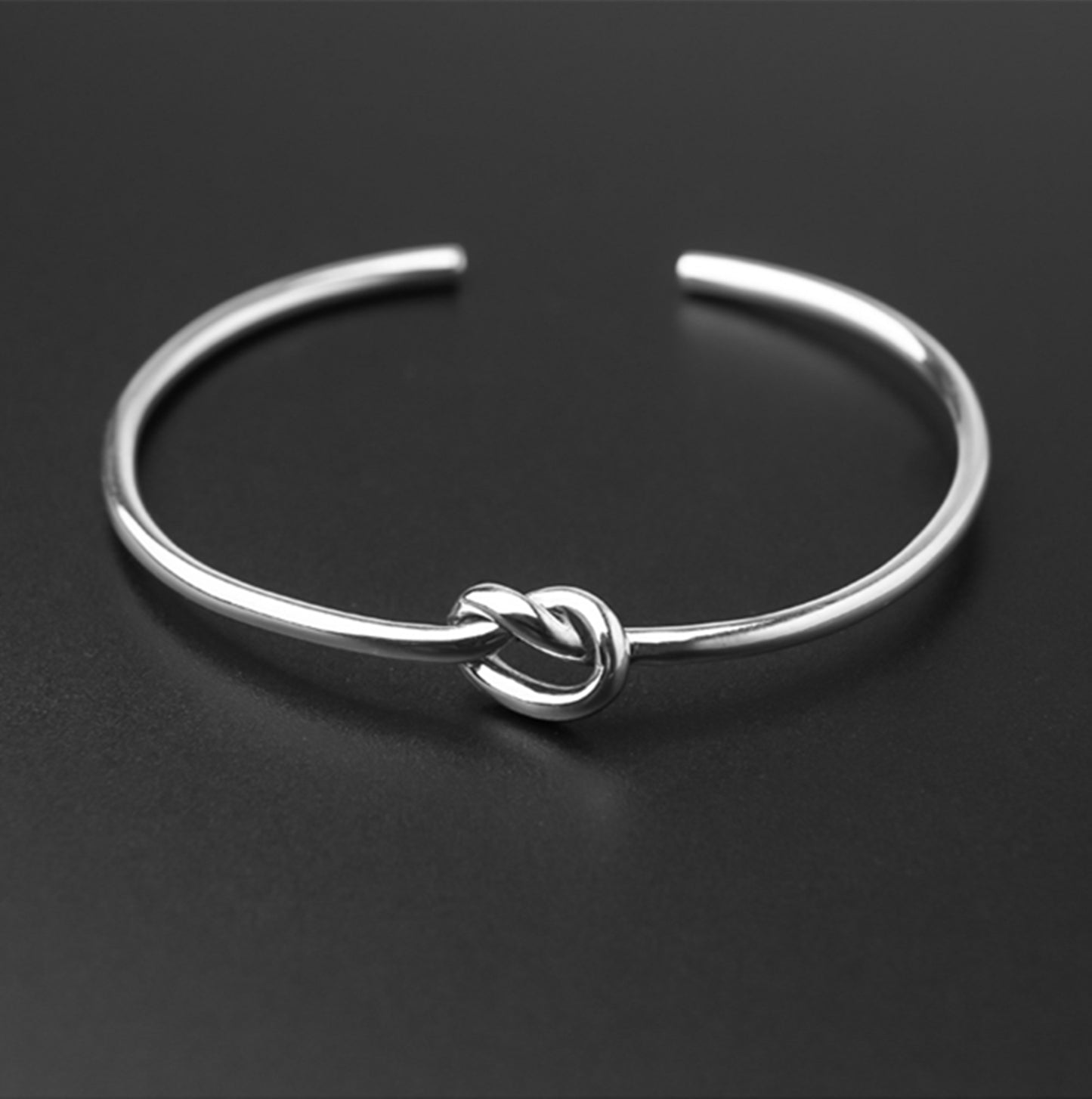 Sterling Silver Twisted Knot Heart Cuff Bangle Full Traditional UK Hallmark - sugarkittenlondon