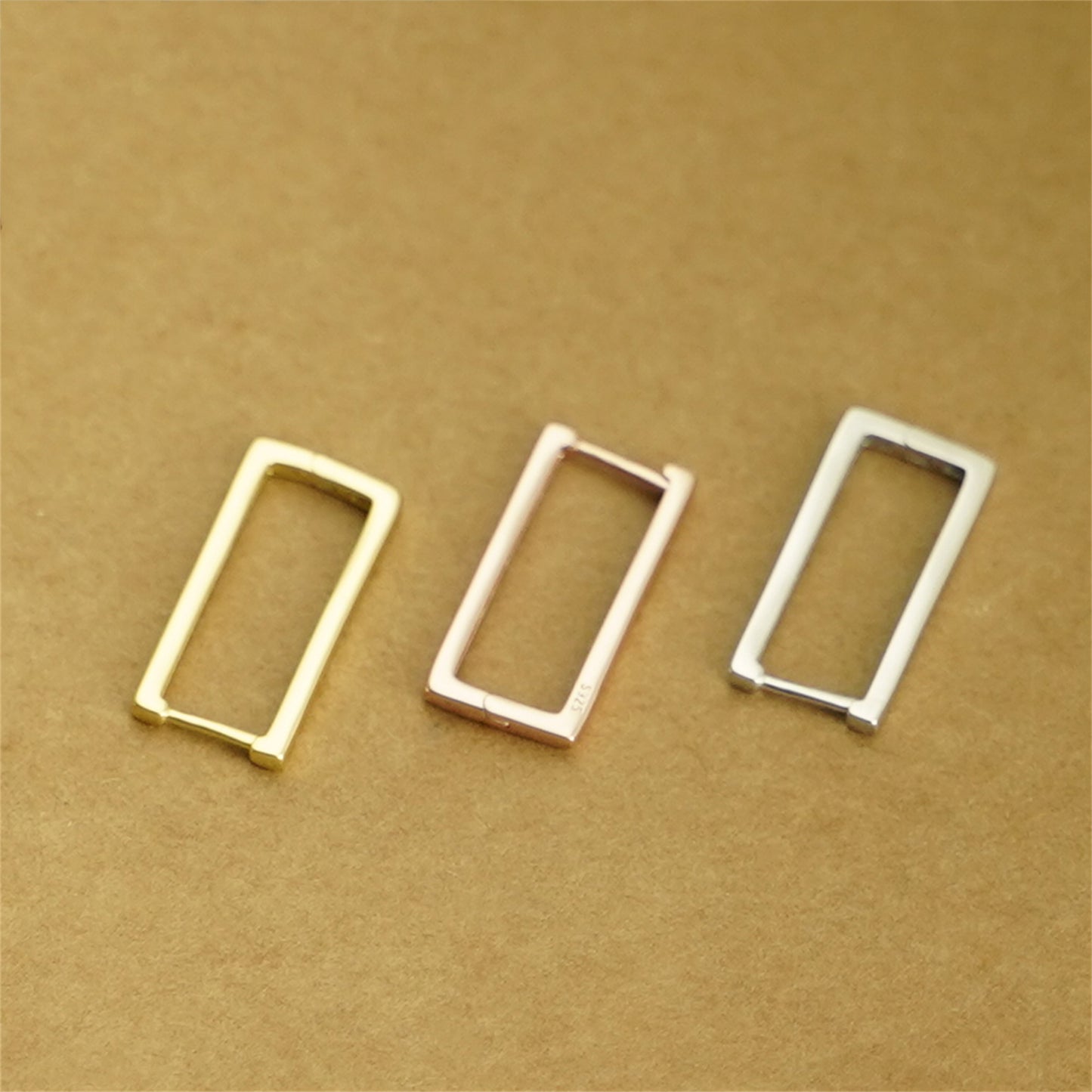 Square Huggie Hoop Drop Earrings in 18K Gold Plated Sterling Silver