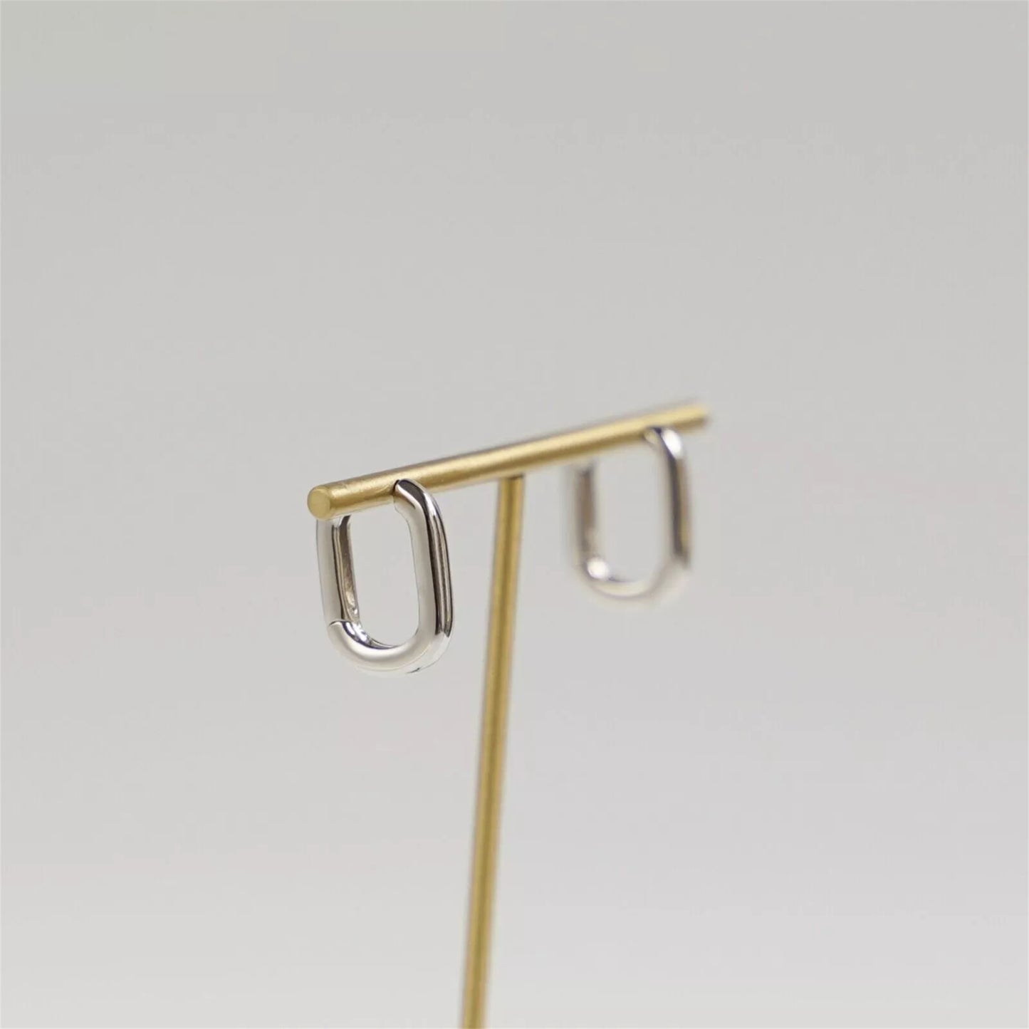 Rhodium-plated Sterling Silver Sleeper Hoop Earrings