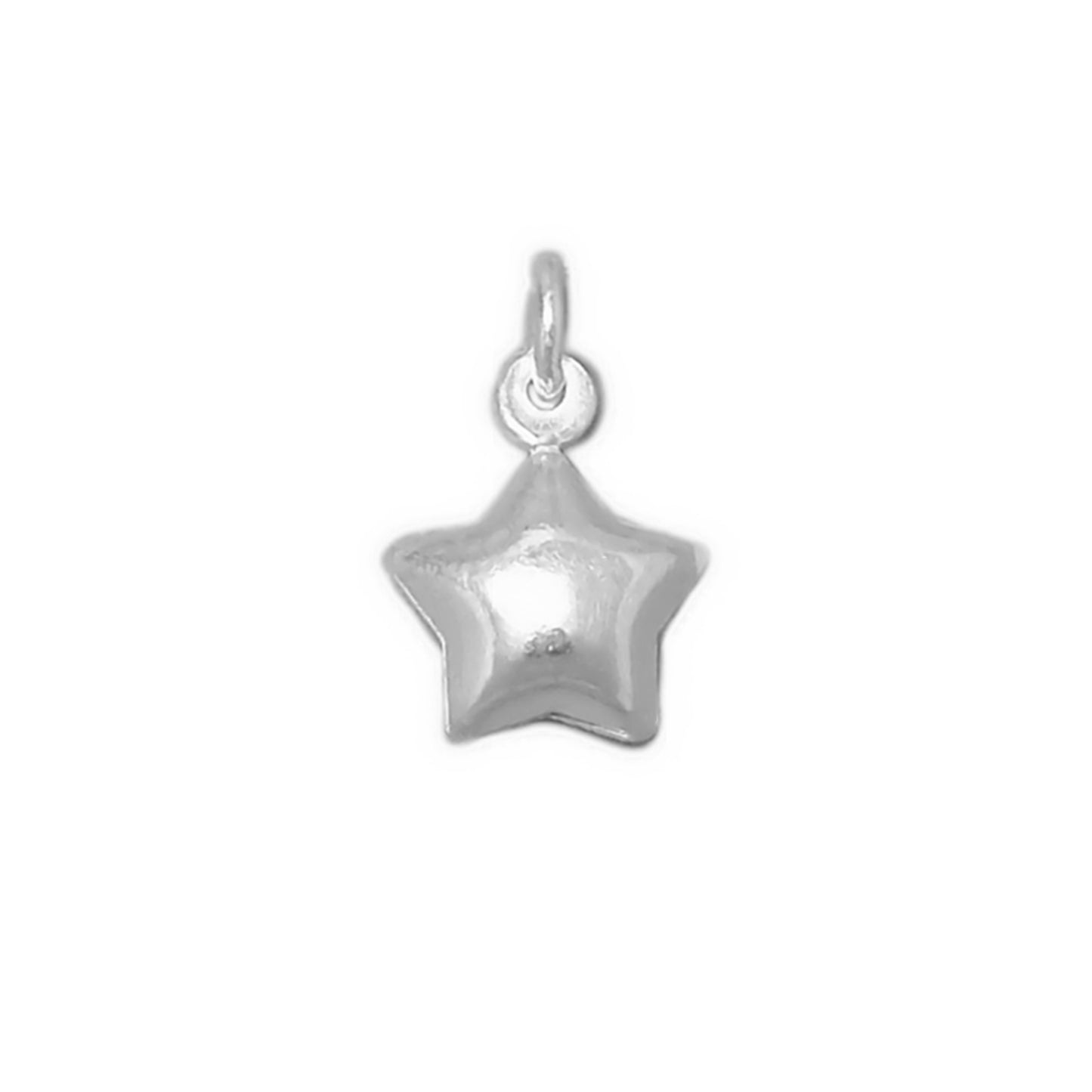 Sterling Silver Plain 3D Hollow Puffy 9mm Star Charm Pendant - sugarkittenlondon