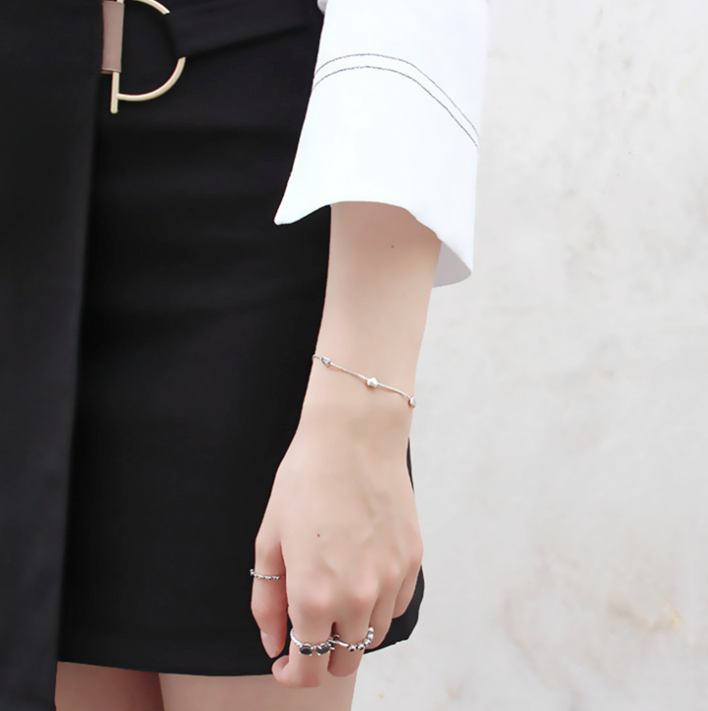 Sterling Silver Solid Adjustable Puffy Love Hearts Bracelet on Box Chain - sugarkittenlondon
