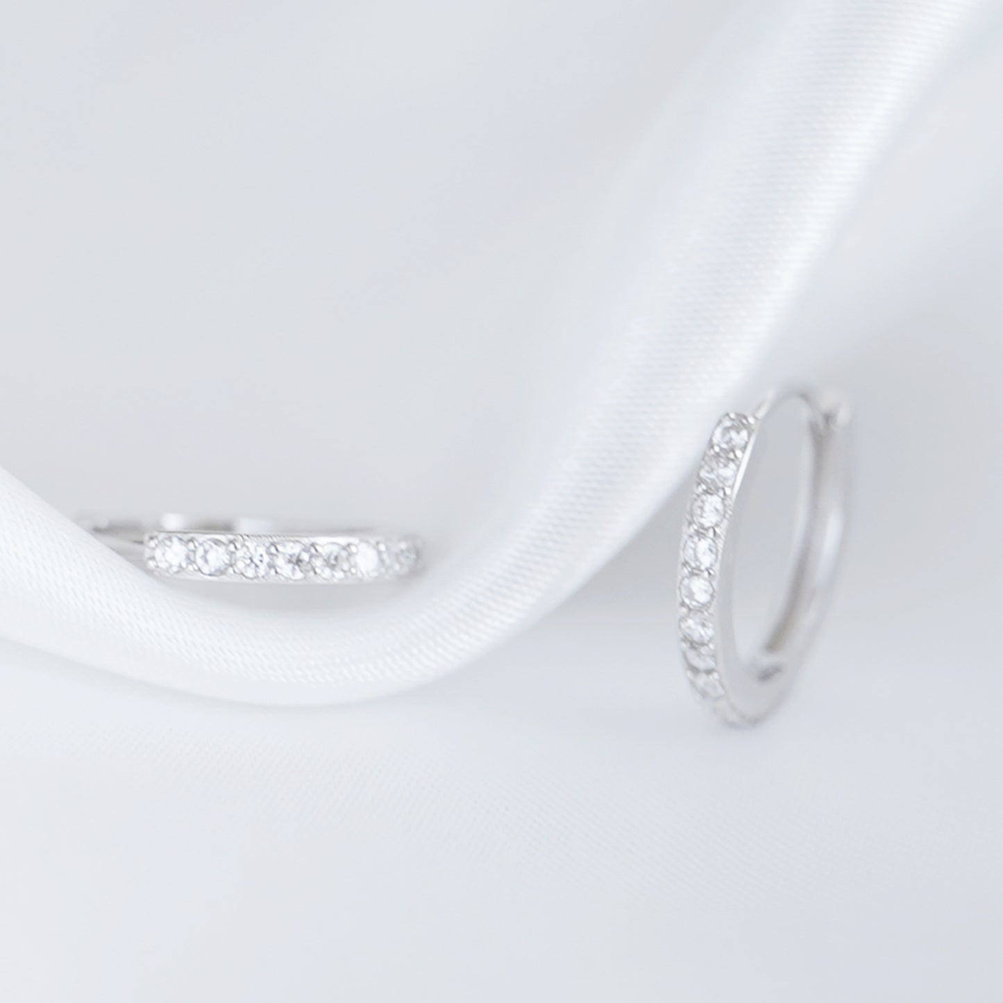 Sterling Silver 8mm 11mm Huggie Hoop White Black CZ Hinged Half Eternity Earrings - sugarkittenlondon