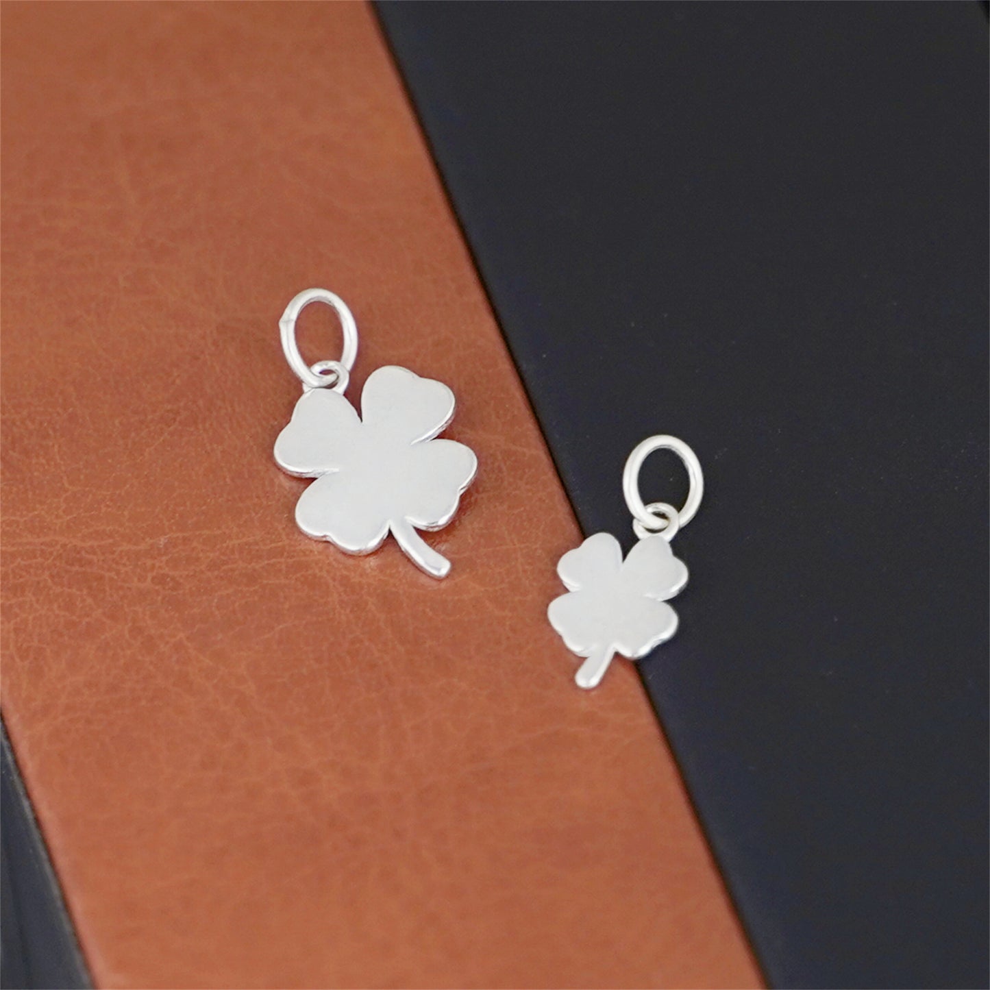 Sterling Silver Solid Lucky Four Leaf Clover Shamrock Pendant - sugarkittenlondon