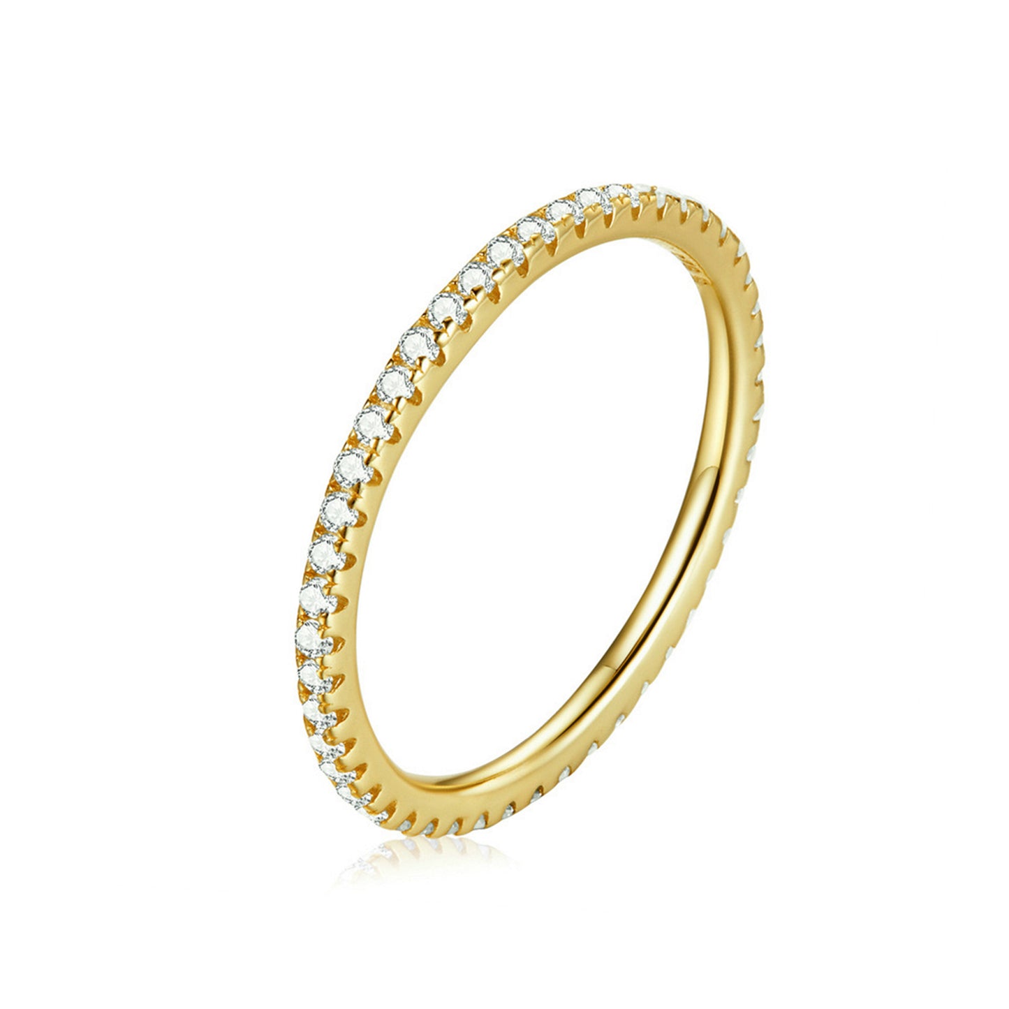 Sterling Silver Full Eternity 1.4mm Pave Set CZ Crystal Stacking Ring K - U - sugarkittenlondon