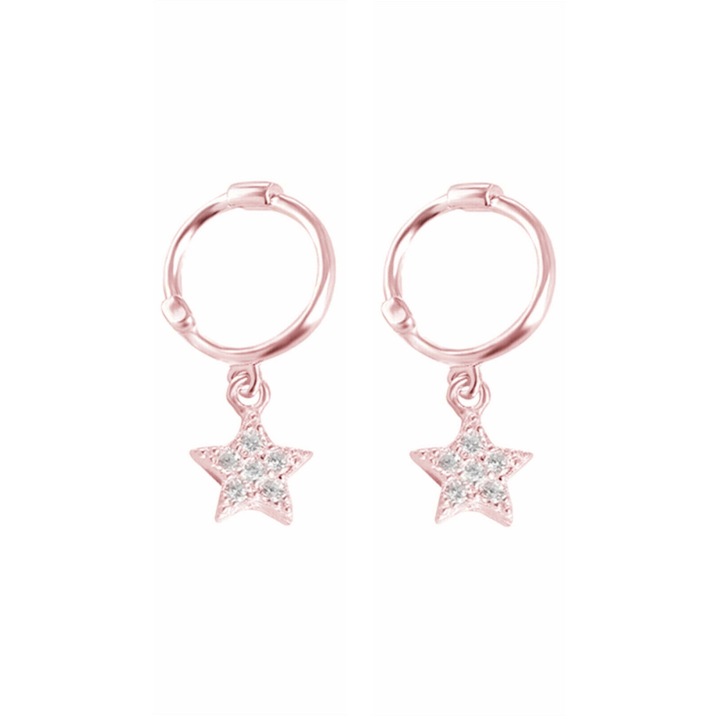 Sterling Silver Sleeper Hinged Hoop Crescent Moon Star Drop Circle Earrings - sugarkittenlondon