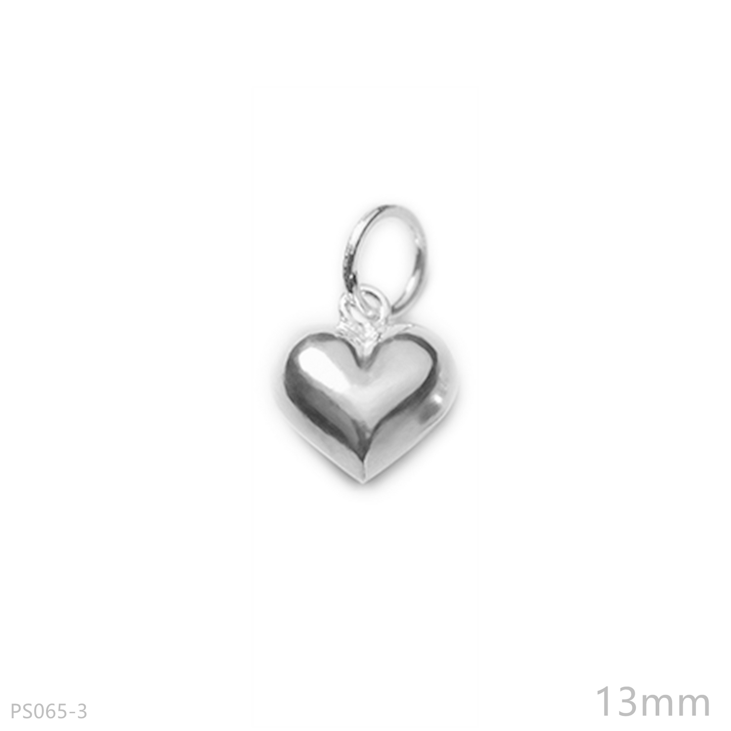 Sterling Silver 3D Puffy Shiny Plain Peach Love Heart Pendant Charm 6 9 13mm - sugarkittenlondon