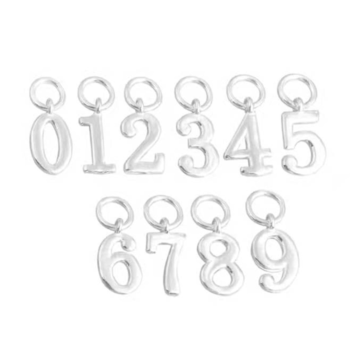Sterling Silver 12 x 6mm 0-9 Number Charm DIY Age Birthday Gift Pendant - sugarkittenlondon