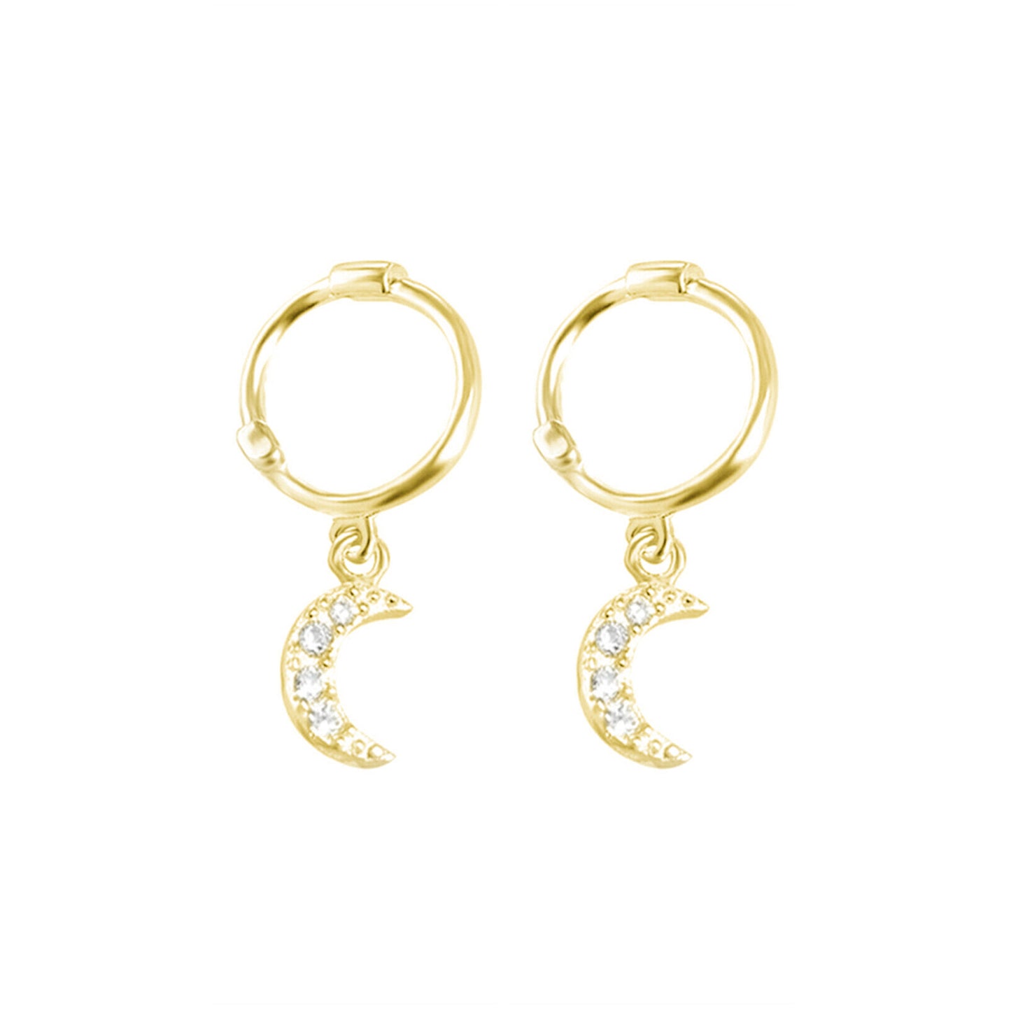 Sterling Silver Sleeper Hinged Hoop Crescent Moon Star Drop Circle Earrings - sugarkittenlondon