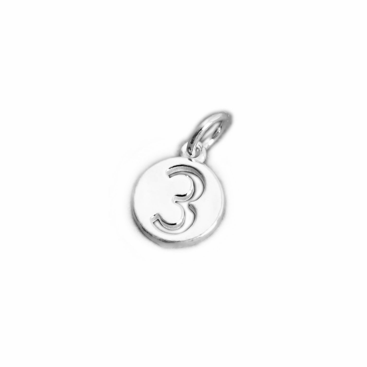 Sterling Silver 12 x 6mm 0-9 Number Disc Circle Charm Age Birthday Gift Pendant - sugarkittenlondon