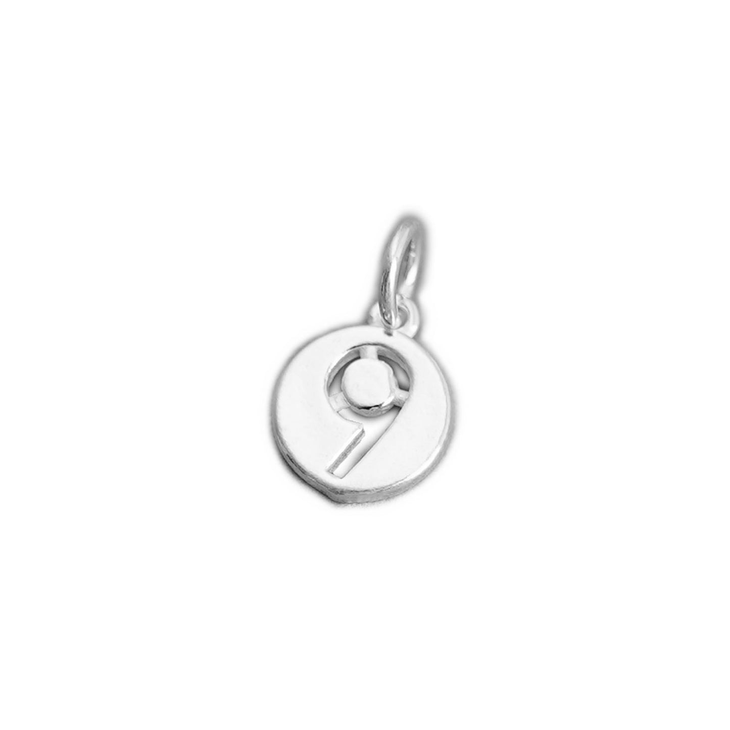 Sterling Silver 12 x 6mm 0-9 Number Disc Circle Charm Age Birthday Gift Pendant - sugarkittenlondon