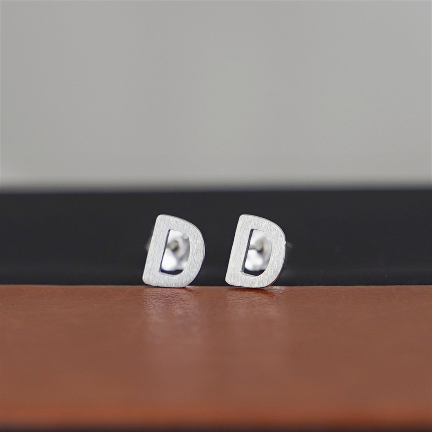 Sterling Silver Alphabet Letter Earrings Sans Serif Matte Initial Studs - sugarkittenlondon