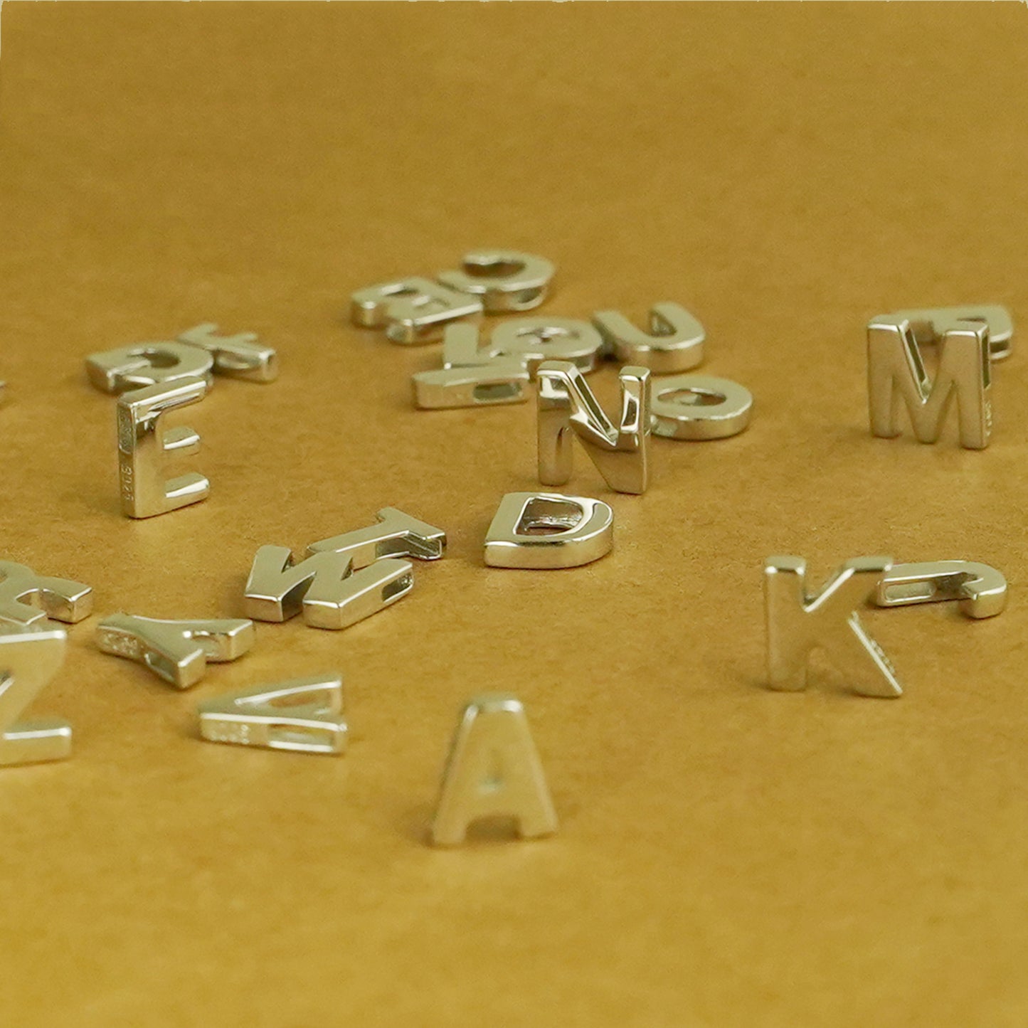 Sterling Silver Love Heart A-Z Letter Alphabet Initial Sliding Spacer Charm Bead - sugarkittenlondon