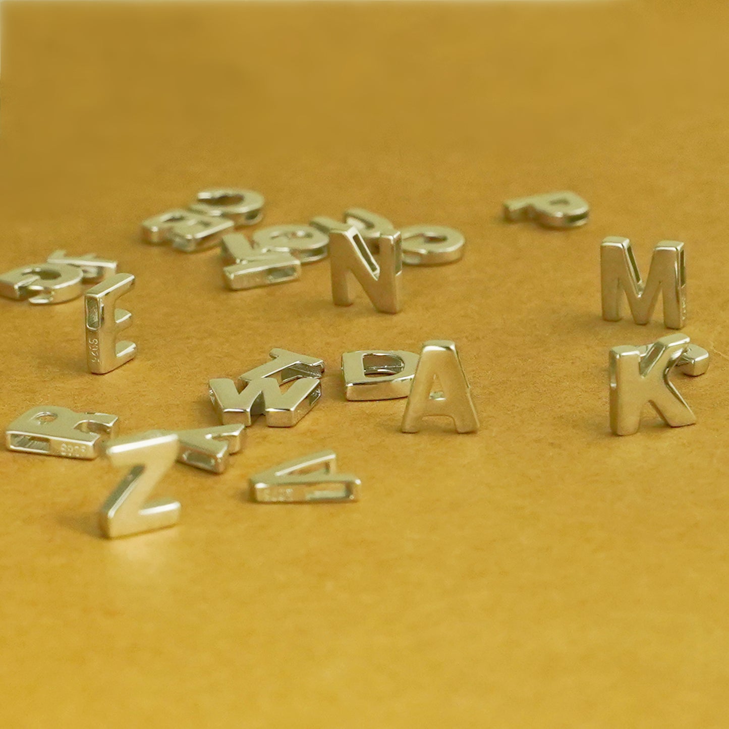 Sterling Silver Love Heart A-Z Letter Alphabet Initial Sliding Spacer Charm Bead - sugarkittenlondon